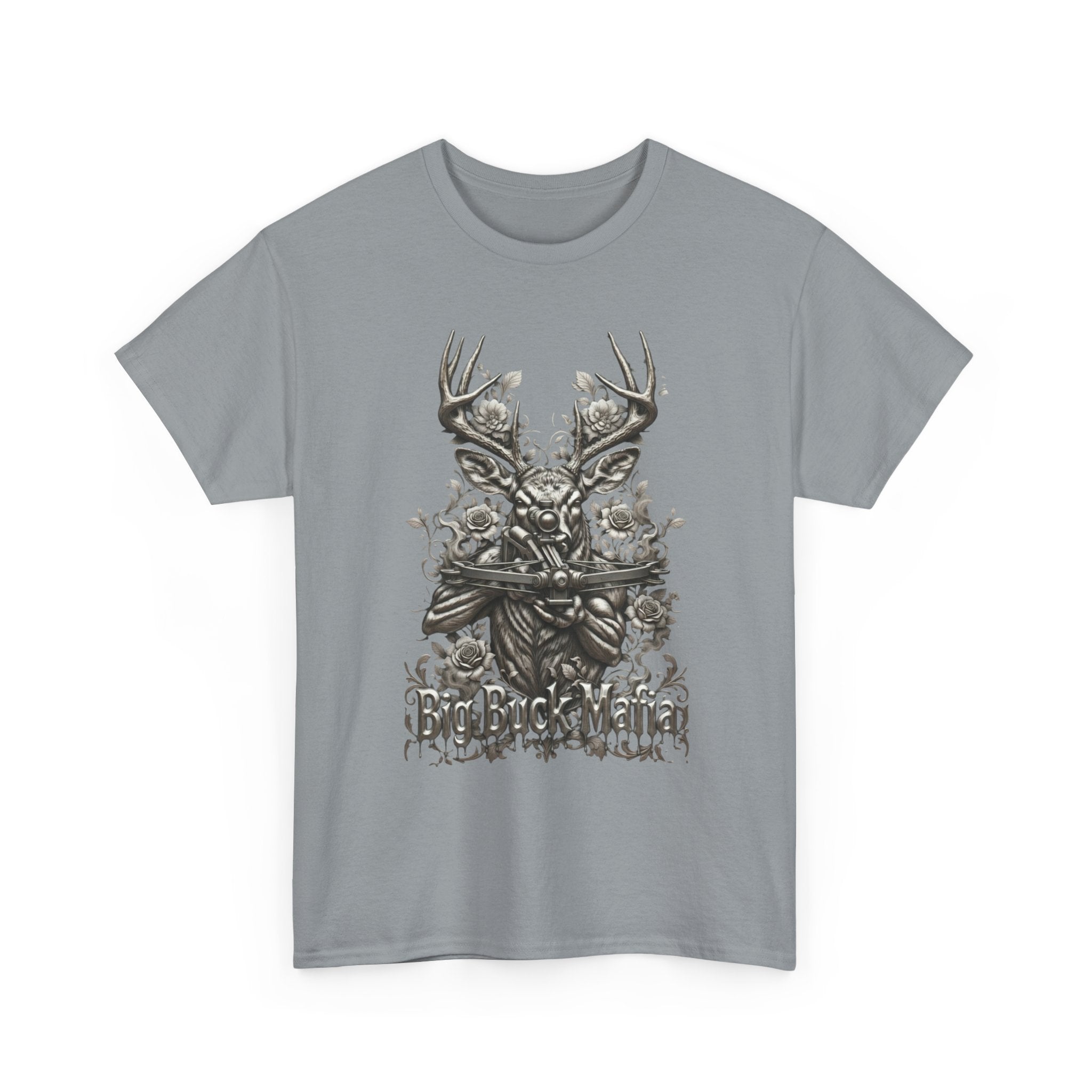 Big Buck Mafia Deer Skull & Rifles Graphic Tee — Rustic Hunting Cabin Shirt
