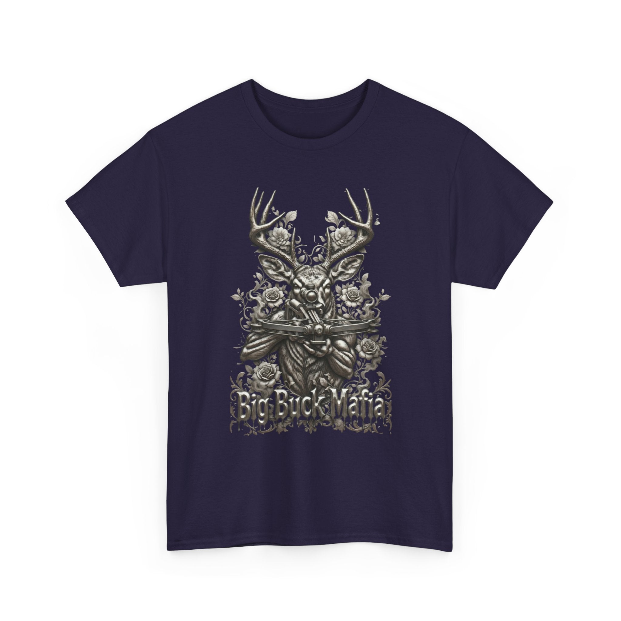 Big Buck Mafia Deer Skull & Rifles Graphic Tee — Rustic Hunting Cabin Shirt
