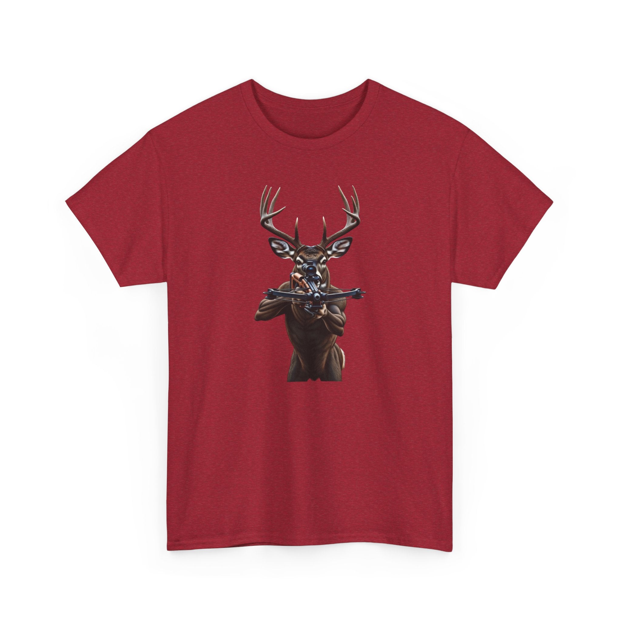 Deer Hunter Graphic Tee – Antlered Deer with Rifle T-Shirt