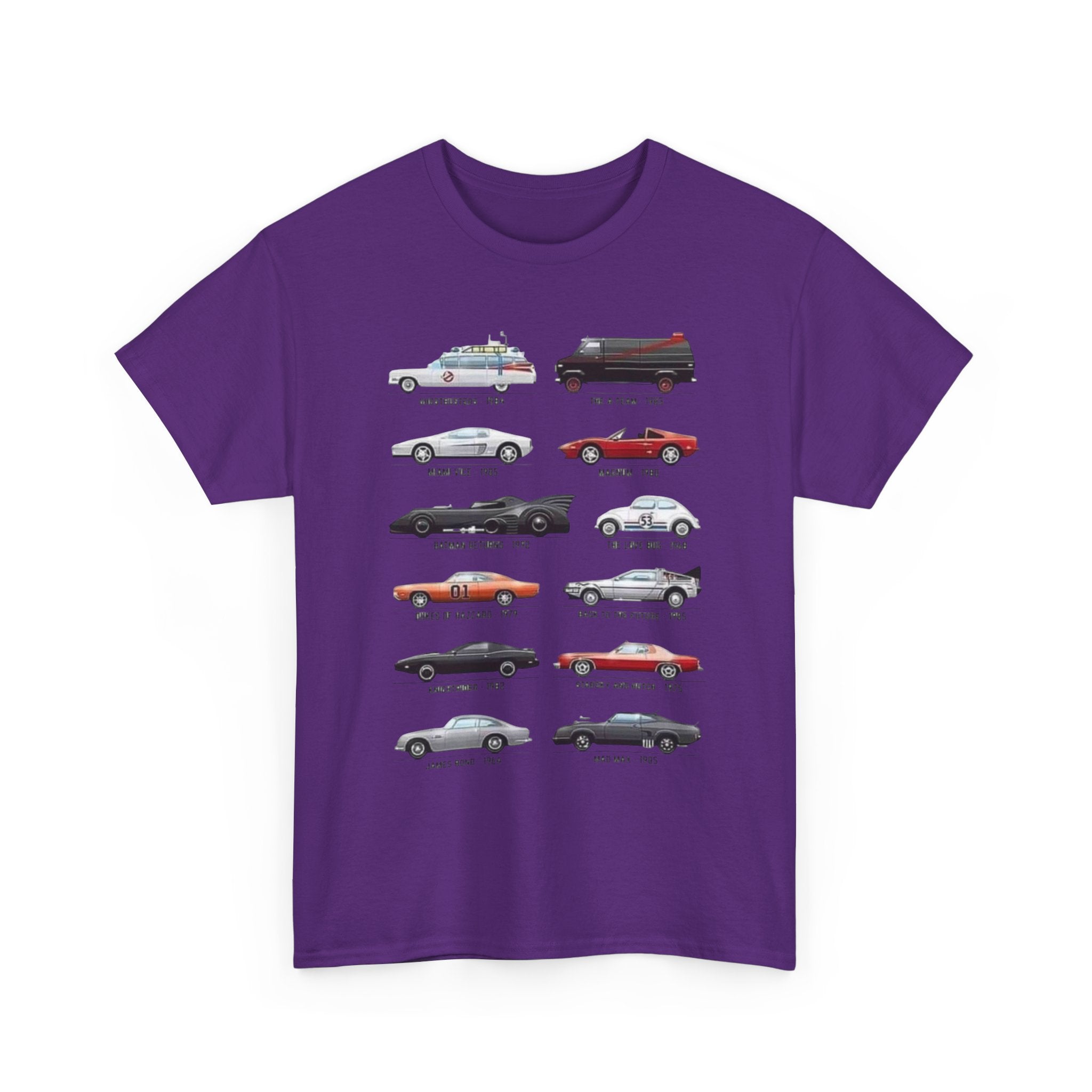 Classic Muscle Movie and TV Cars Tee — Vintage Car Illustration T-Shirt