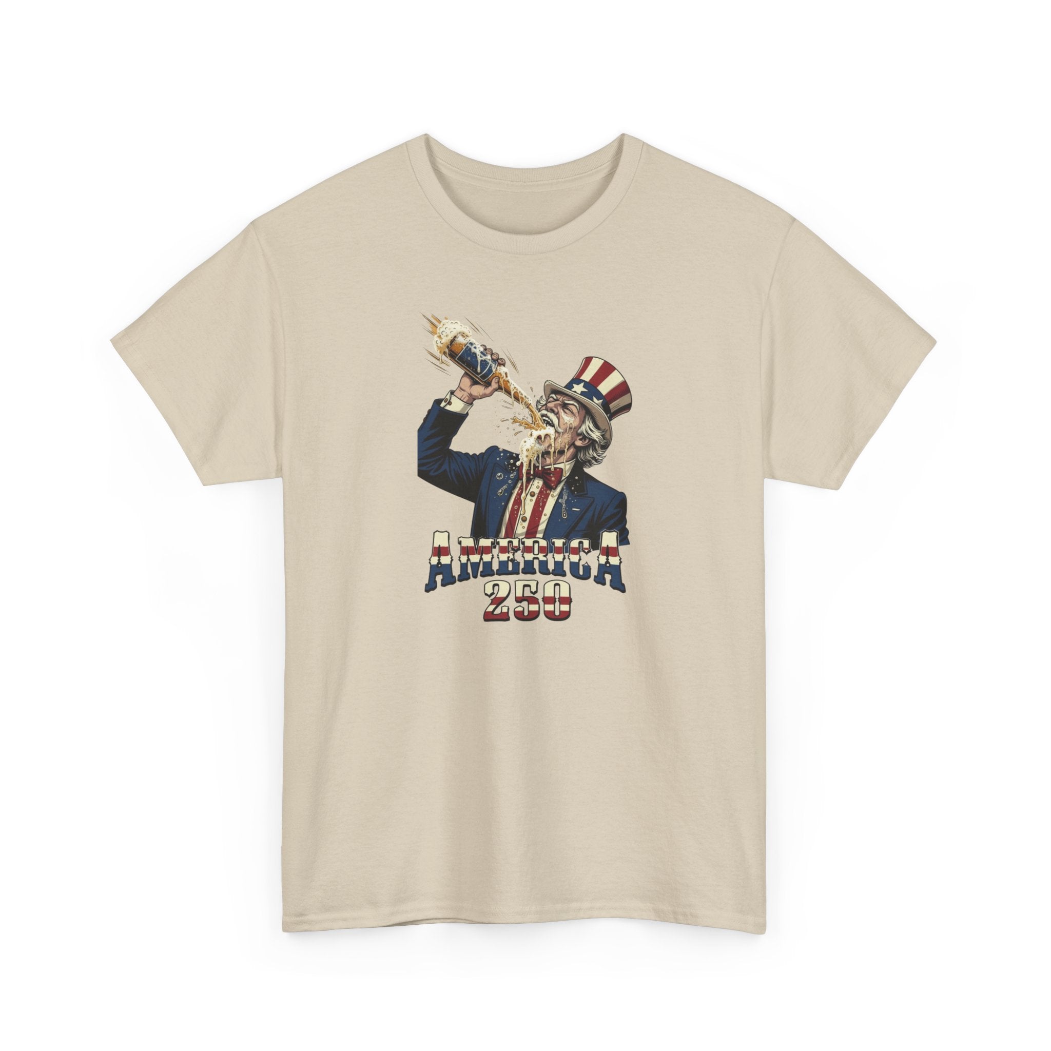 T-Shirt — Vintage Uncle Sam Chugging 'America 250' Patriotic Tee