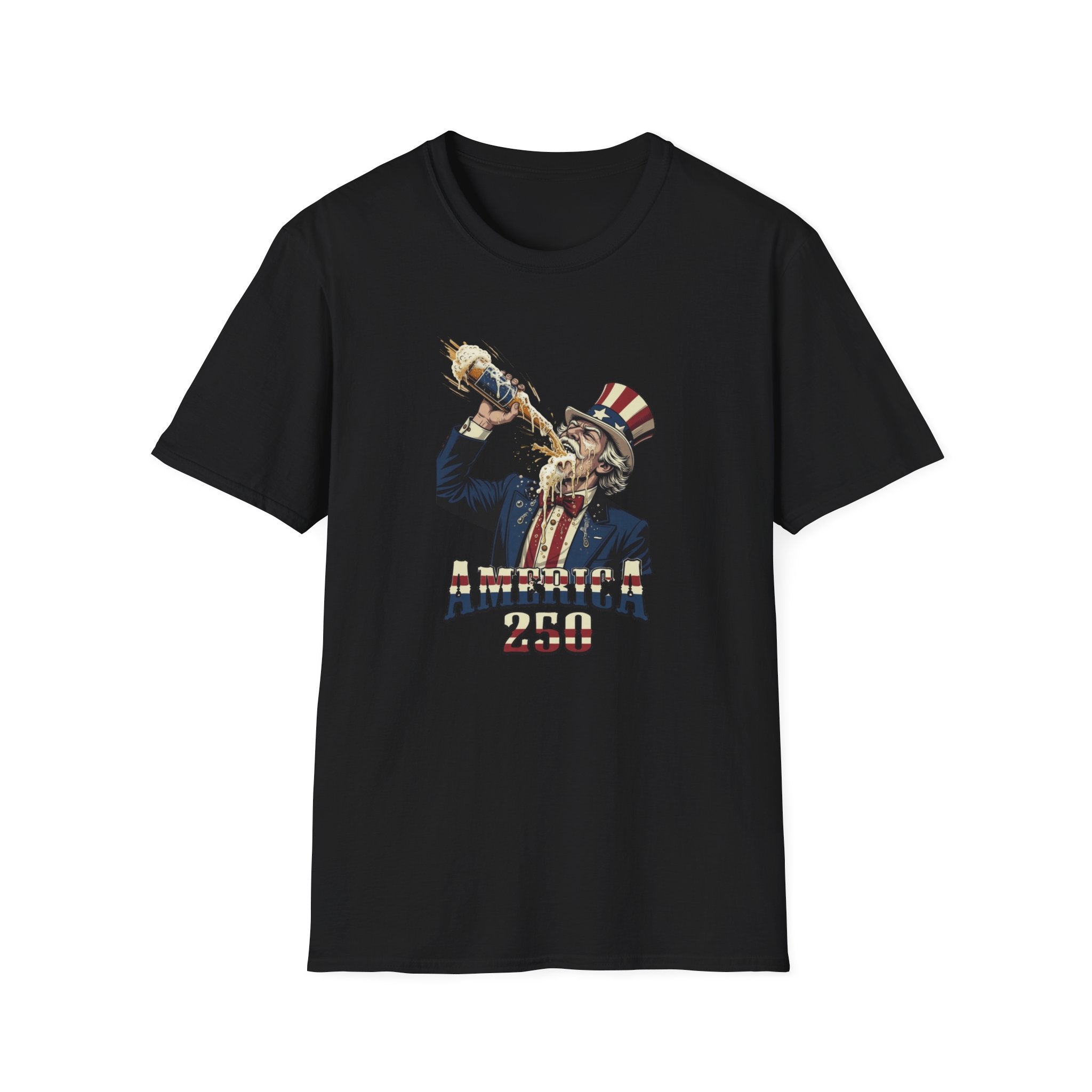 T-Shirt — Patriotic Uncle Sam Beer Chug Graphic (America 250)