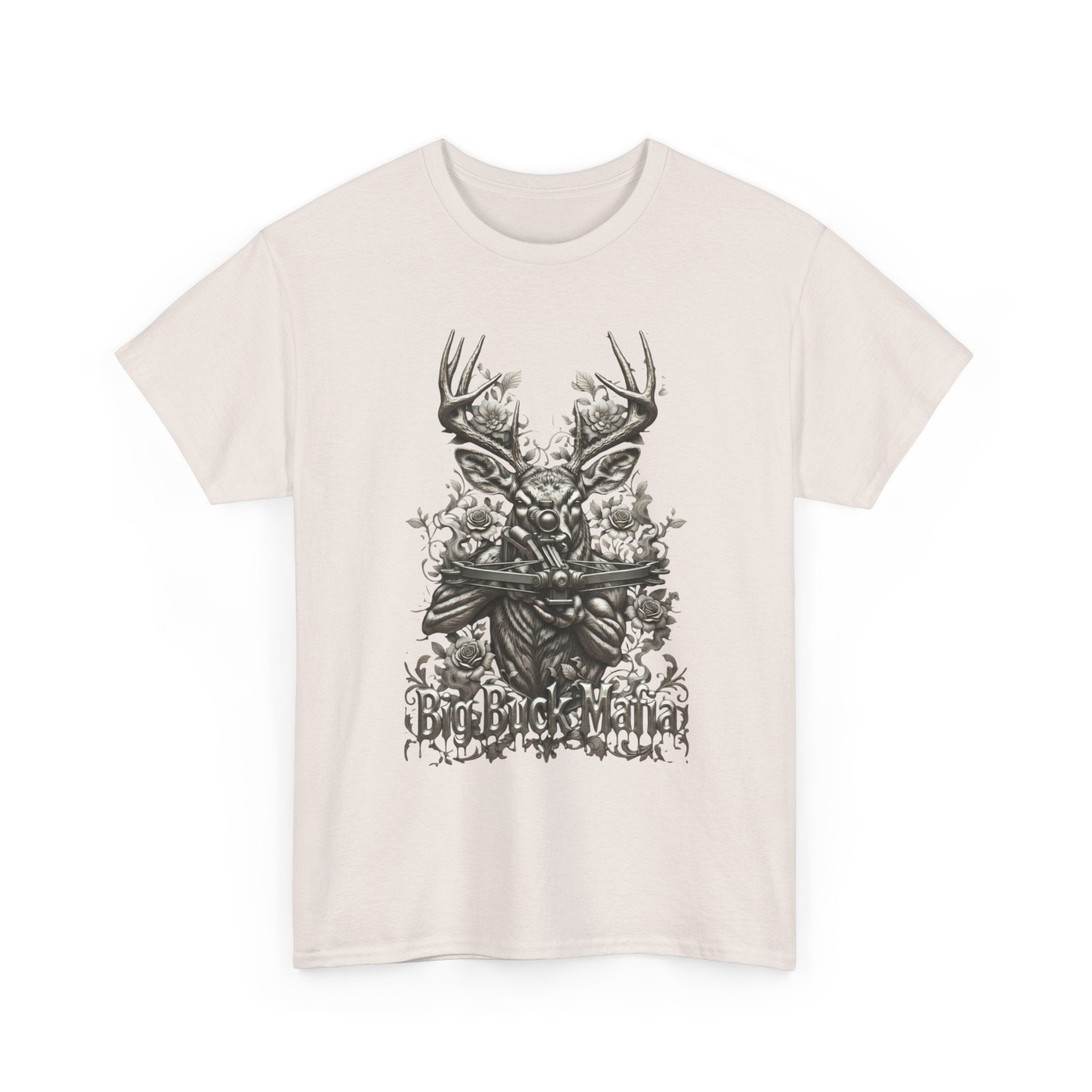 Big Buck Mafia Deer Skull & Rifles Graphic Tee — Rustic Hunting Cabin Shirt
