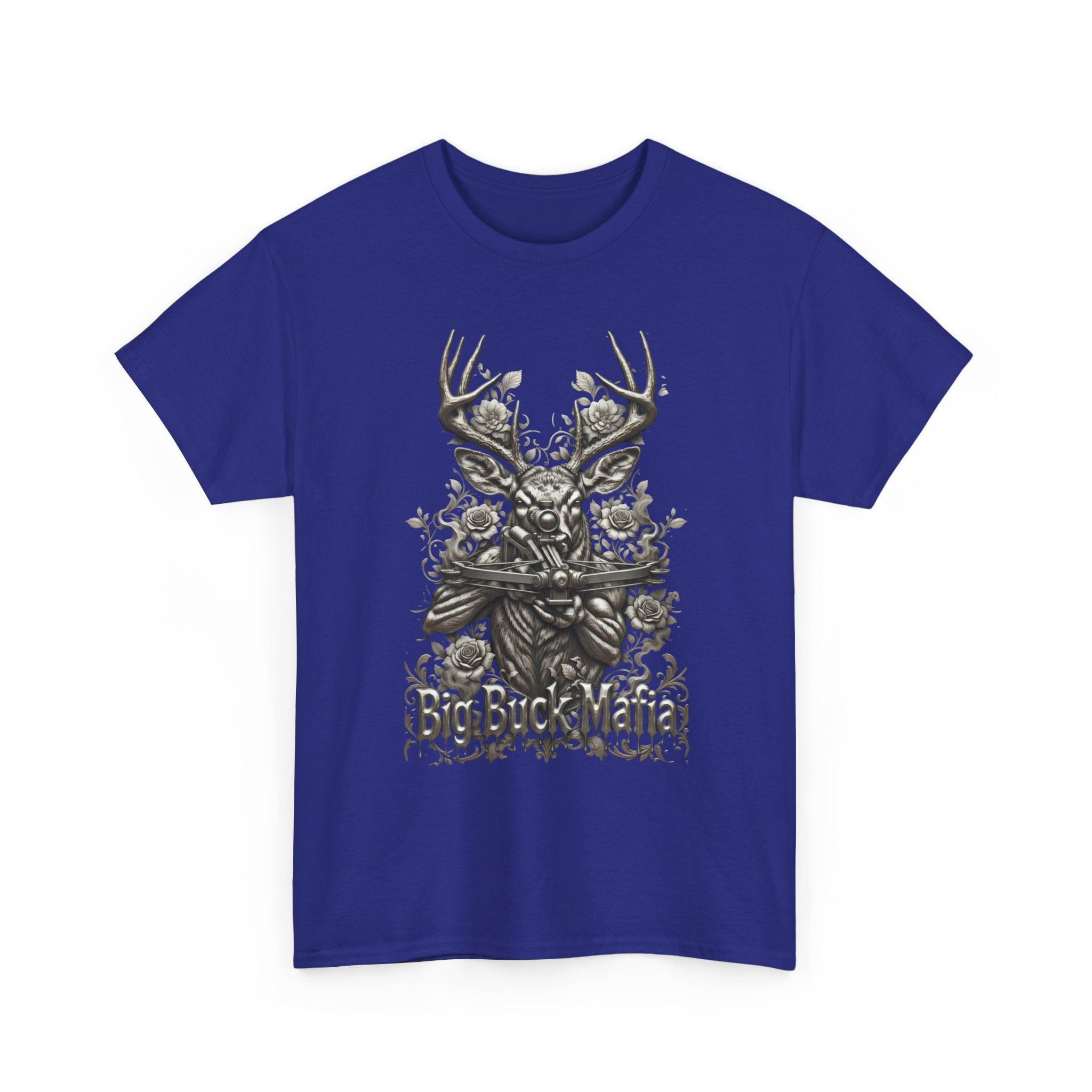 Big Buck Mafia Deer Skull & Rifles Graphic Tee — Rustic Hunting Cabin Shirt