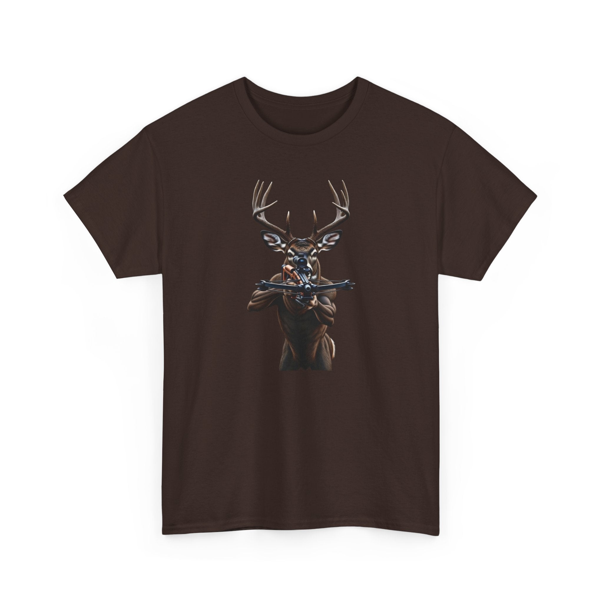 Deer Hunter Graphic Tee – Antlered Deer with Rifle T-Shirt