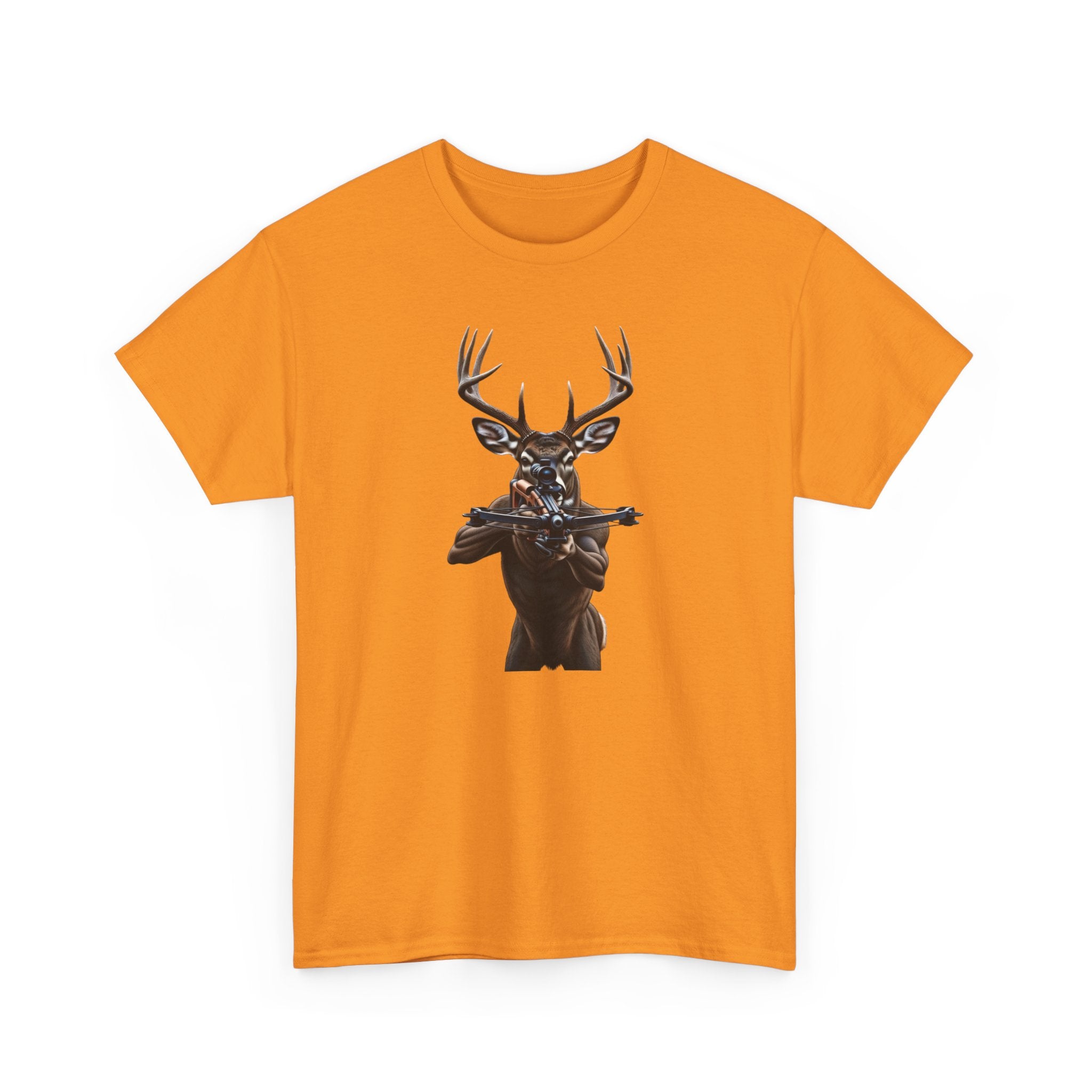 Deer Hunter Graphic Tee – Antlered Deer with Rifle T-Shirt