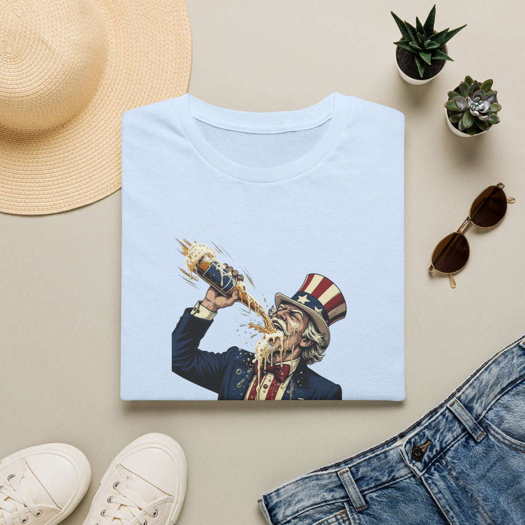 T-Shirt — Patriotic Uncle Sam Beer Chug Graphic (America 250)