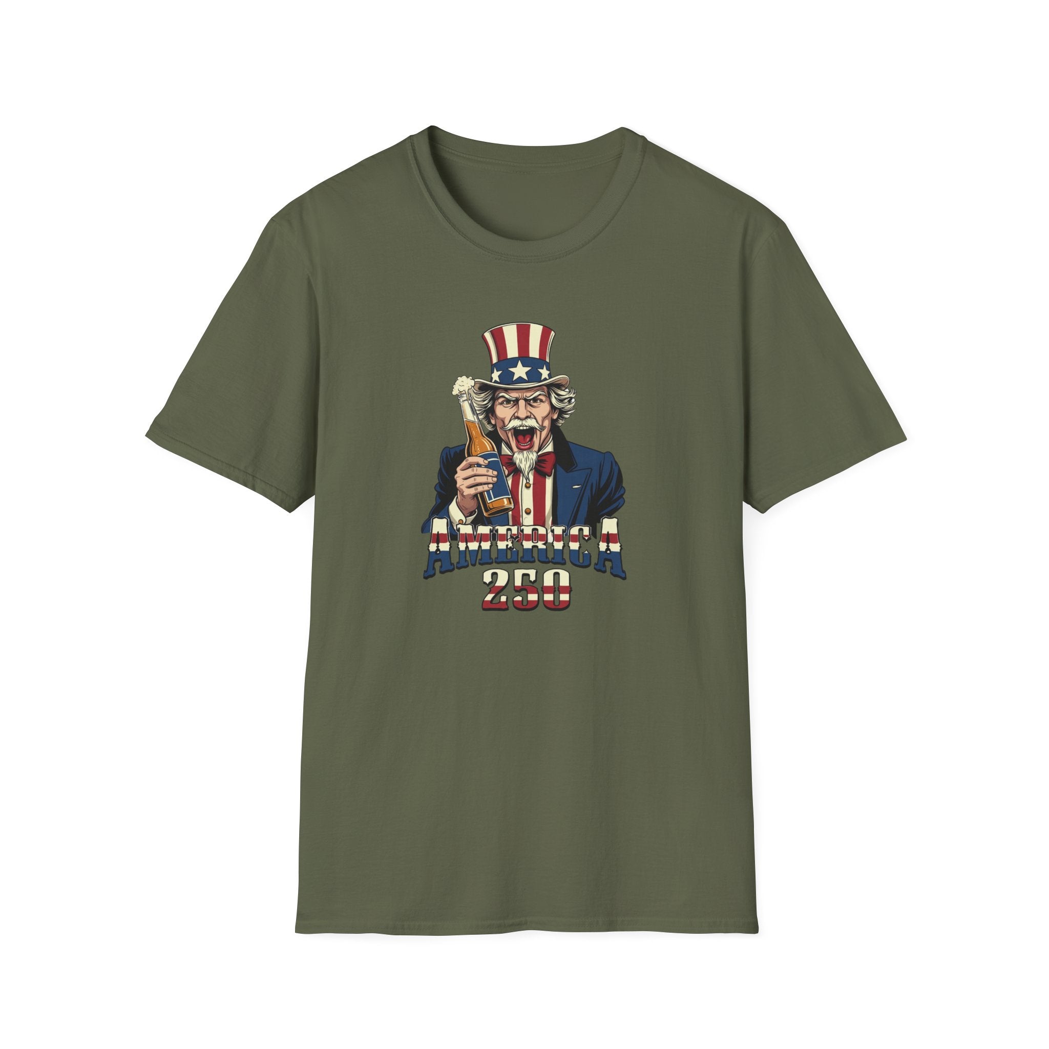 Uncle Sam Beer Graphic T-Shirt — Patriotic "America 250" Party Tee