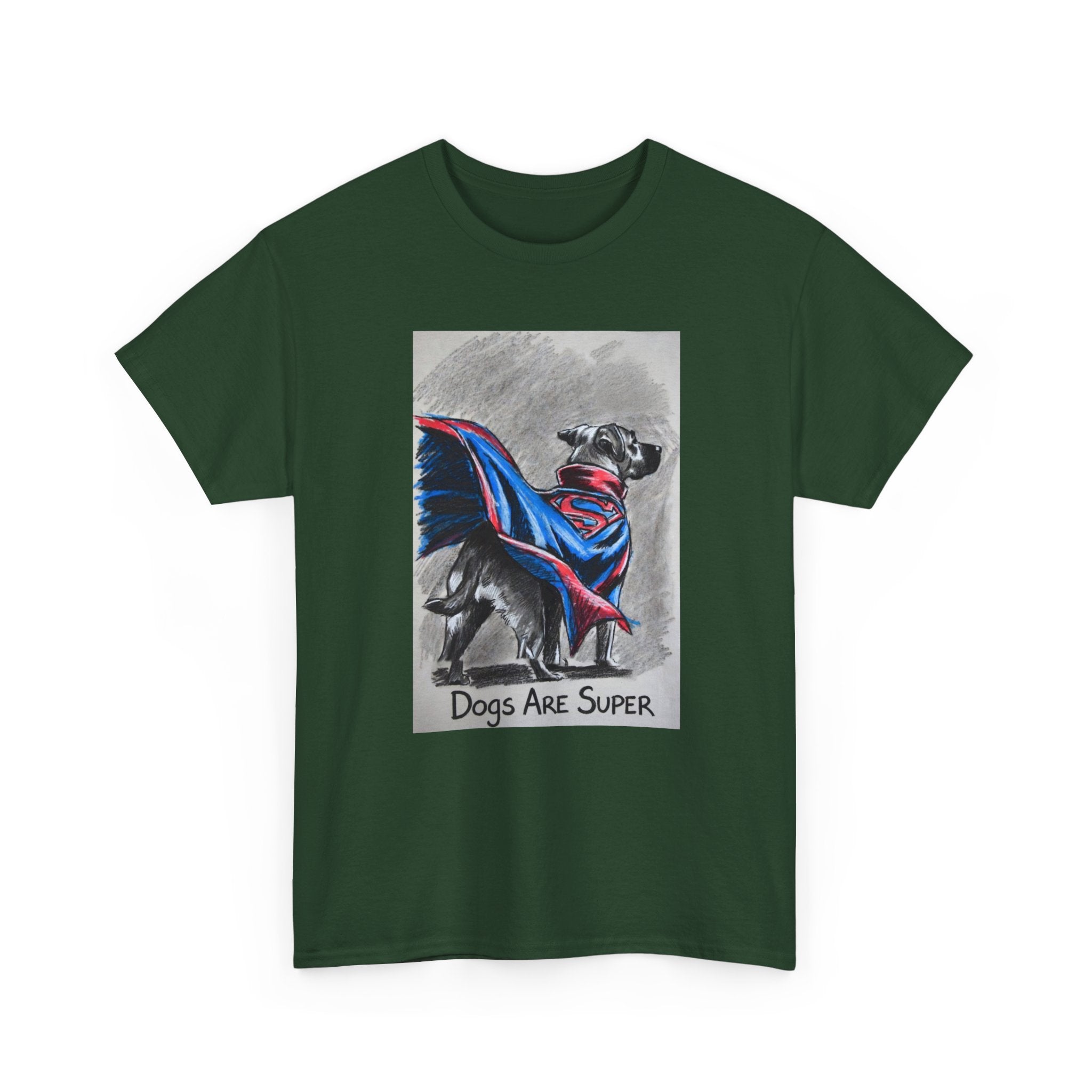 Dog Lover T‑Shirt — "Dogs Are Super" Superhero Dog Graphic Tee