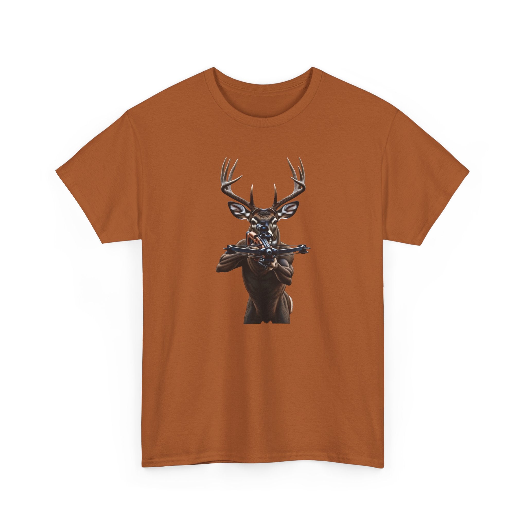 Deer Hunter Graphic Tee – Antlered Deer with Rifle T-Shirt