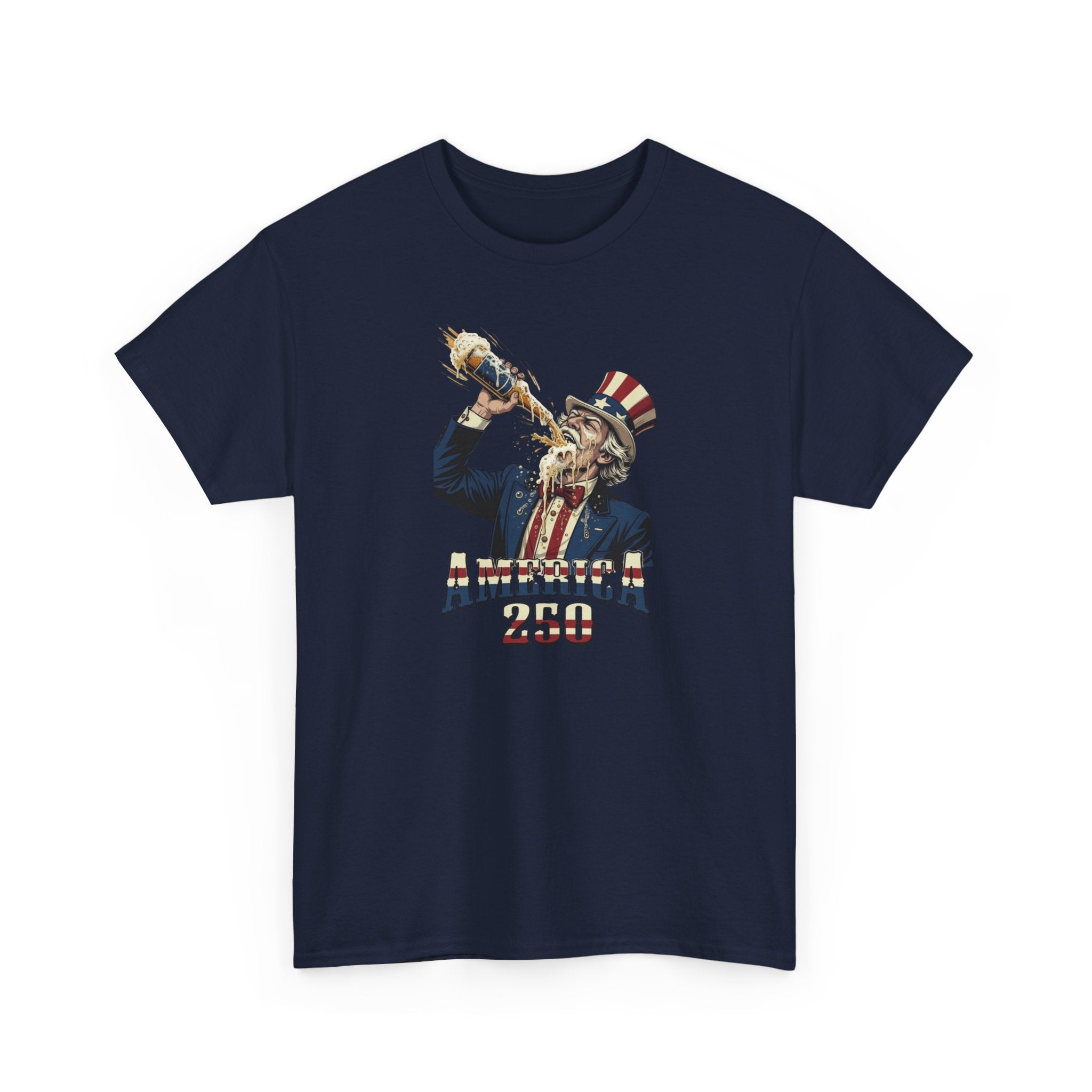 T-Shirt — Vintage Uncle Sam Chugging 'America 250' Patriotic Tee
