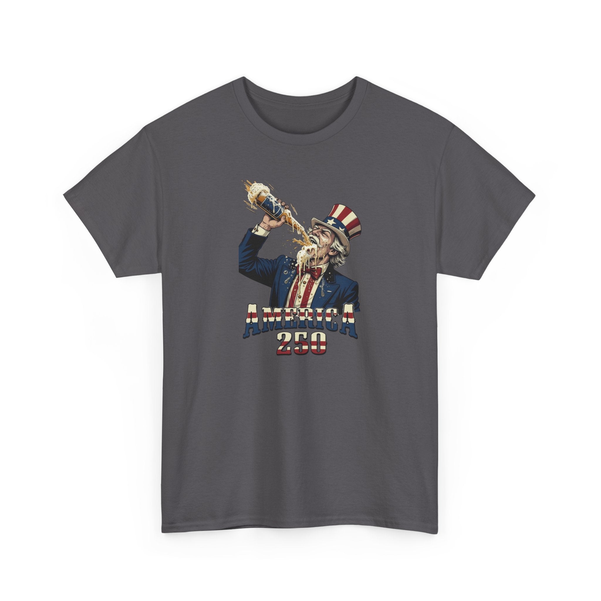 T-Shirt — Vintage Uncle Sam Chugging 'America 250' Patriotic Tee