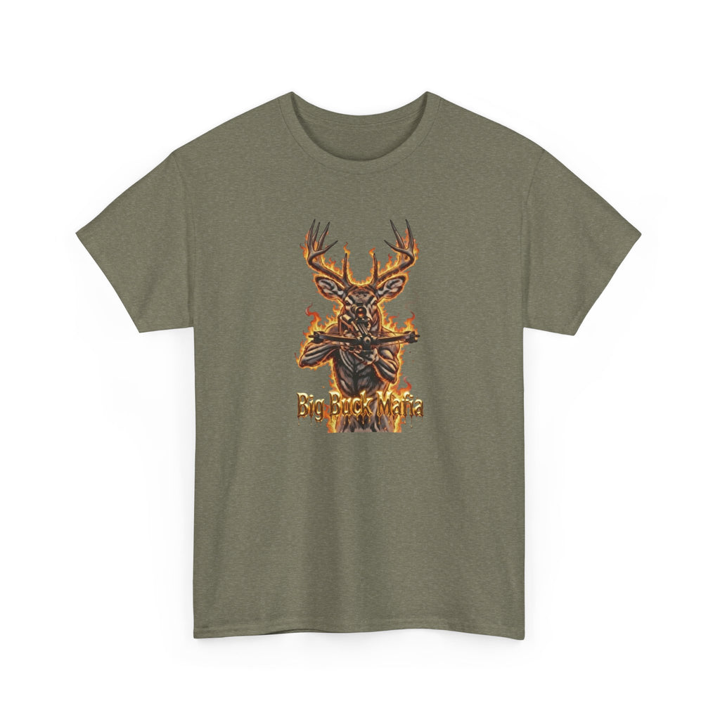 Deer Skull Flame Tee — "Big Buck Mafia" Hunting Graphic T-Shirt