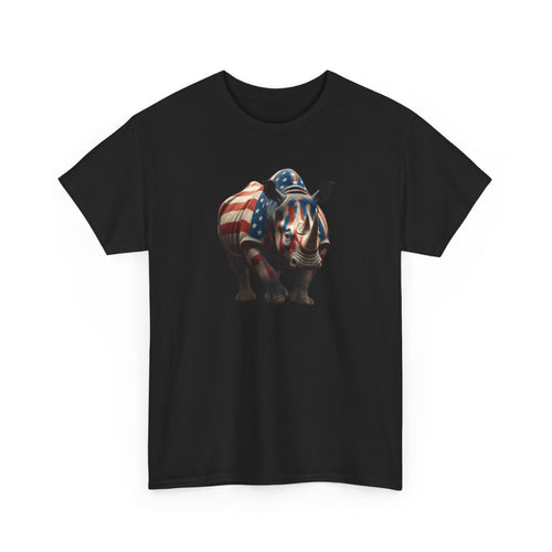 American Flag Rhino T-Shirt — Patriotic Wildlife Graphic Tee