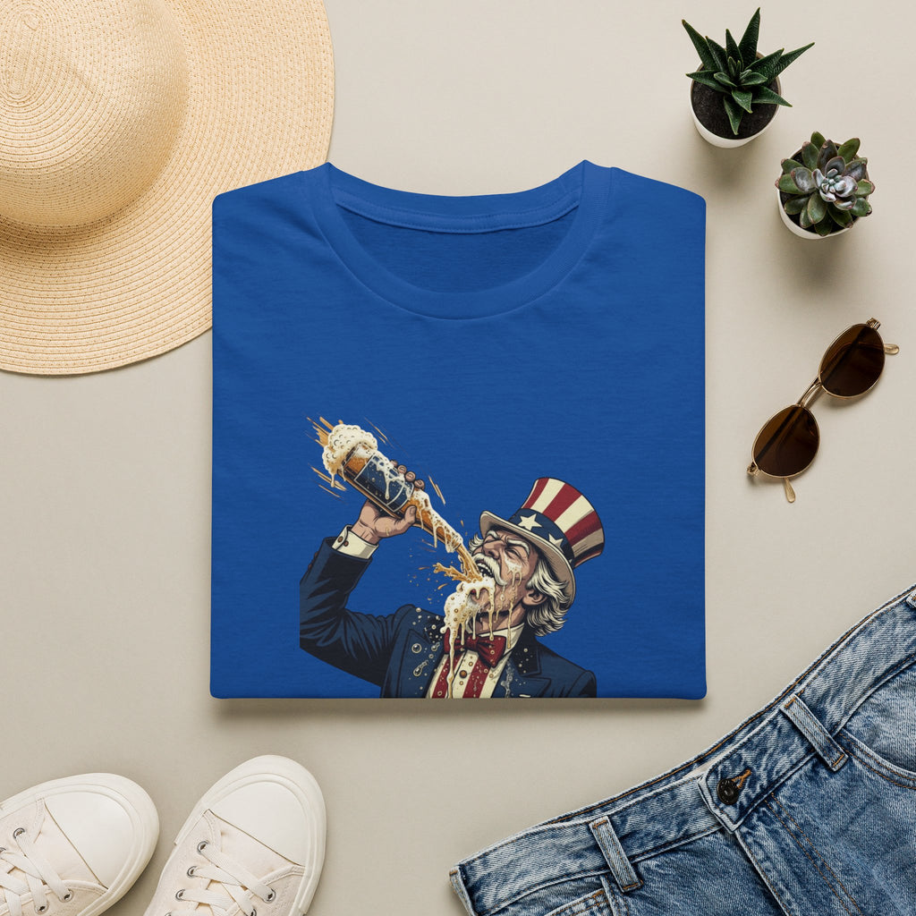 T-Shirt — Patriotic Uncle Sam Beer Chug Graphic (America 250)