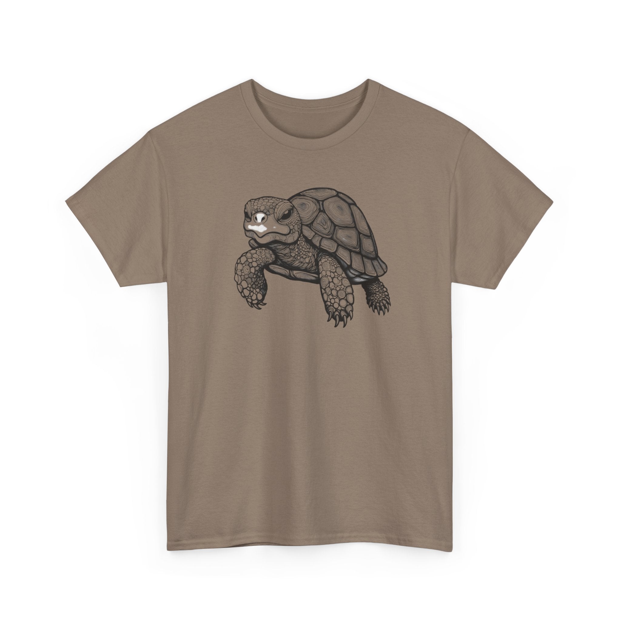 Turtle Illustration T‑Shirt — Hand‑Drawn Black & White Desert Tortoise Tee
