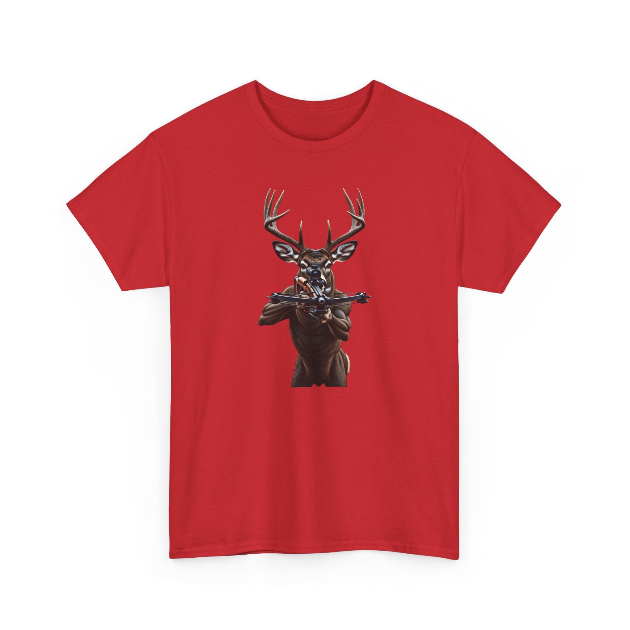 Deer Hunter Graphic Tee – Antlered Deer with Rifle T-Shirt