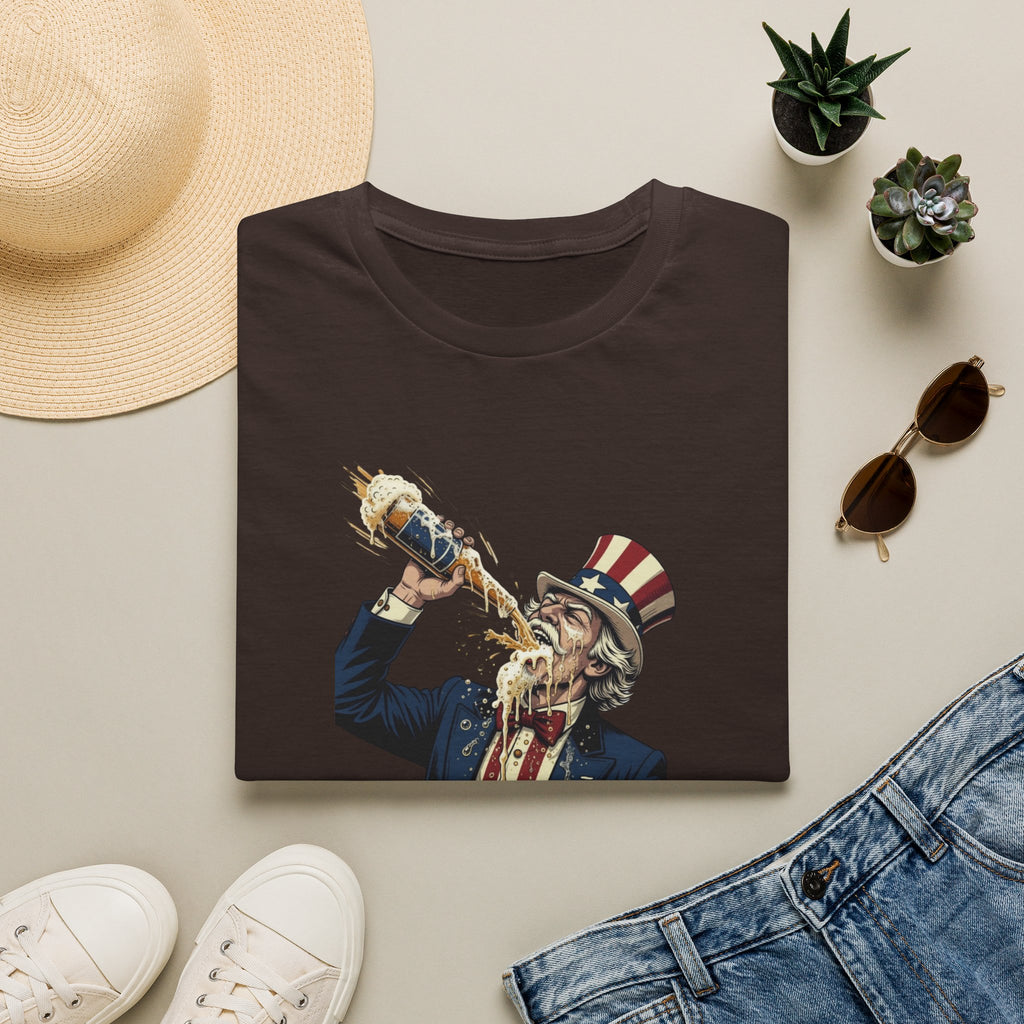 T-Shirt — Patriotic Uncle Sam Beer Chug Graphic (America 250)