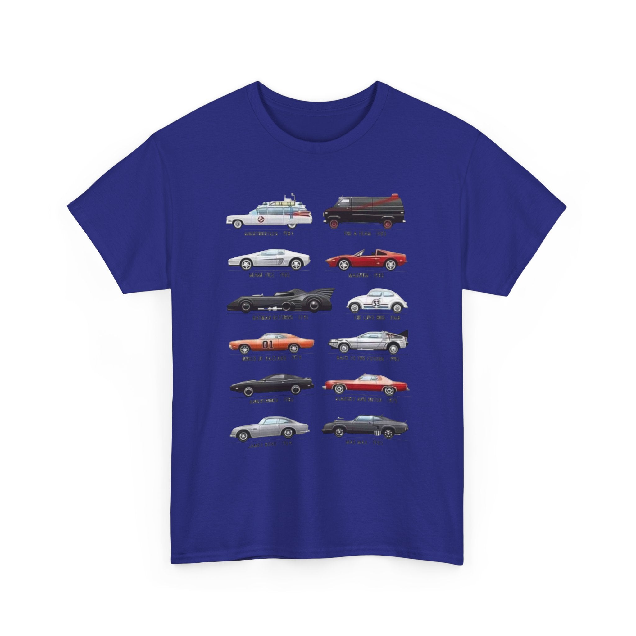 Classic Muscle Movie and TV Cars Tee — Vintage Car Illustration T-Shirt