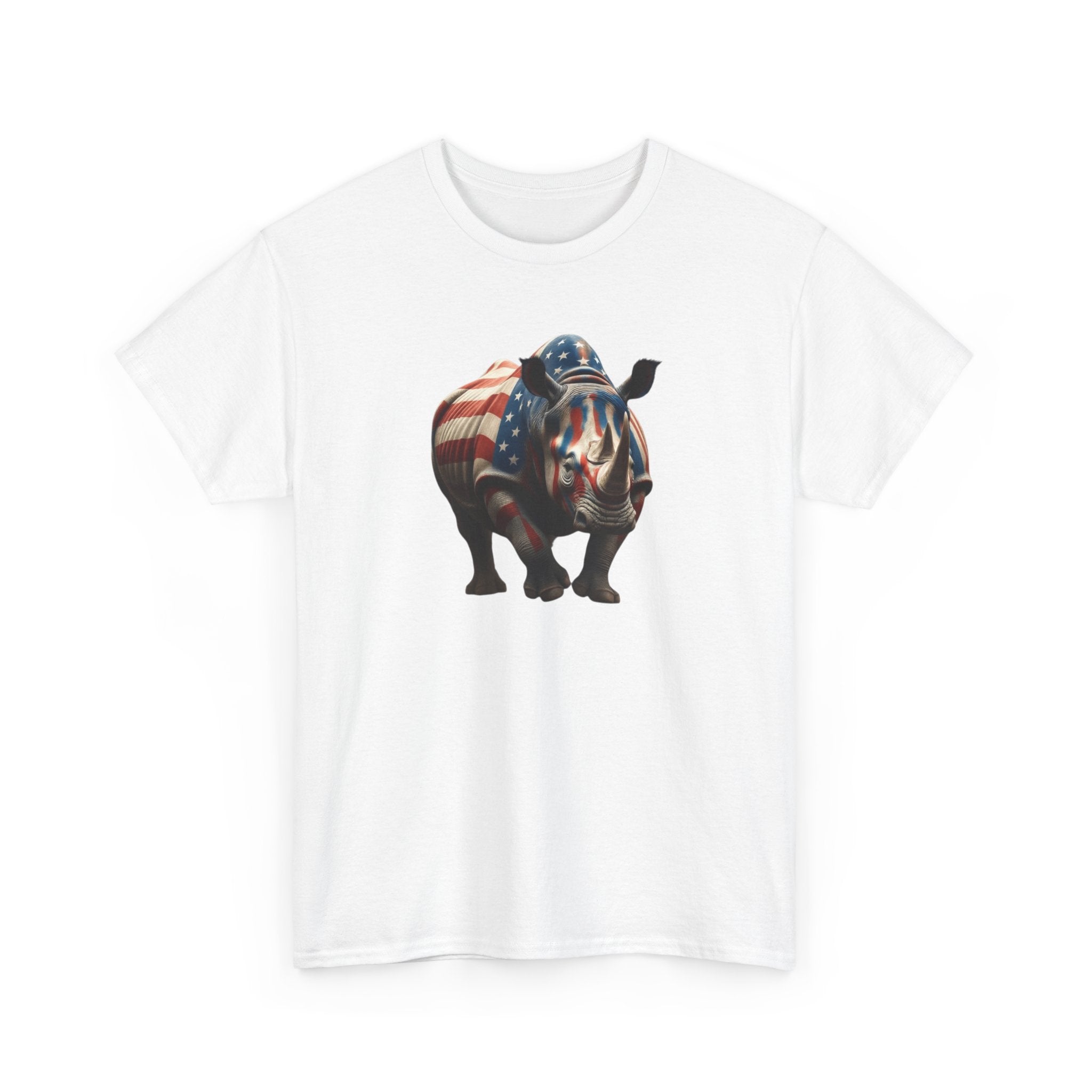 American Flag Rhino T-Shirt — Patriotic Wildlife Graphic Tee