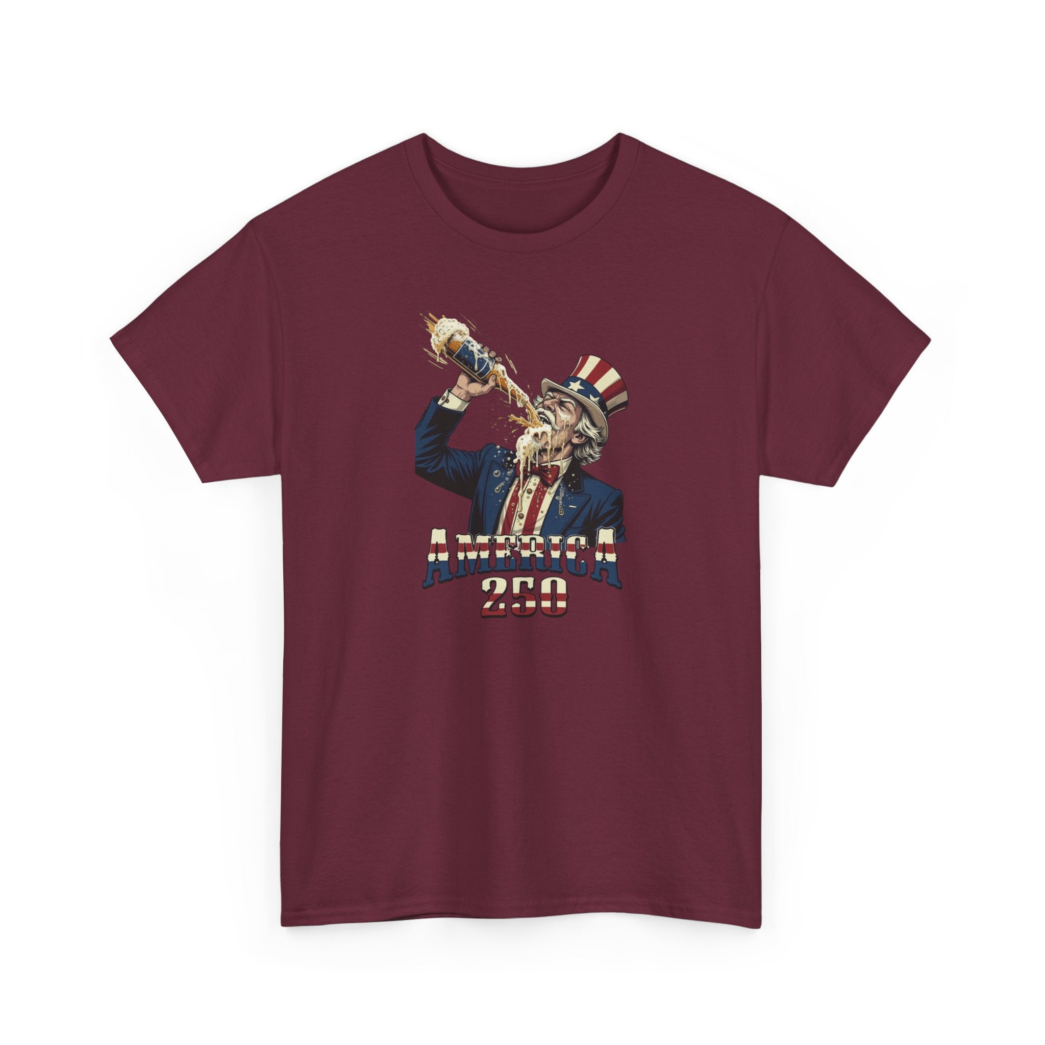 T-Shirt — Vintage Uncle Sam Chugging 'America 250' Patriotic Tee