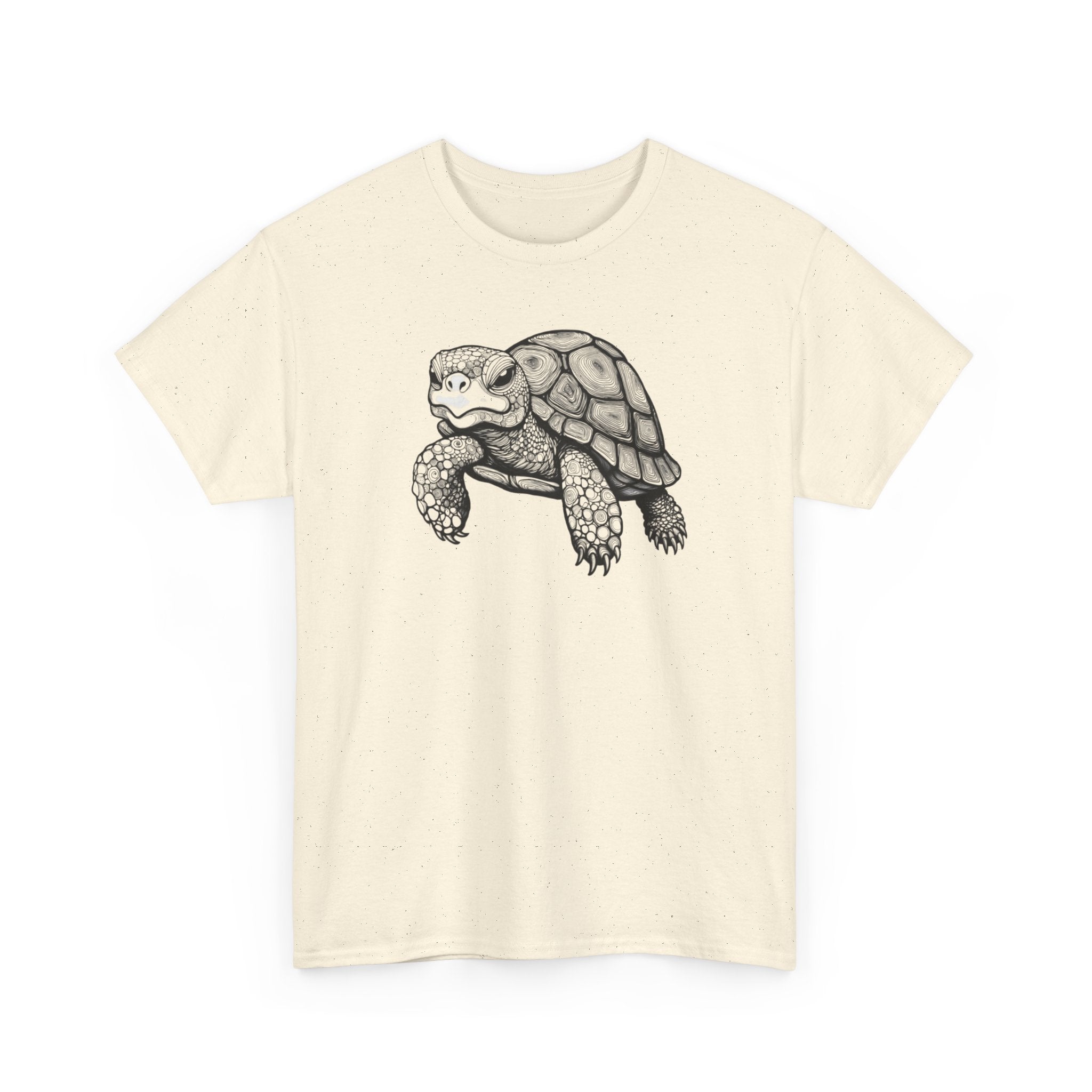 Turtle Illustration T‑Shirt — Hand‑Drawn Black & White Desert Tortoise Tee