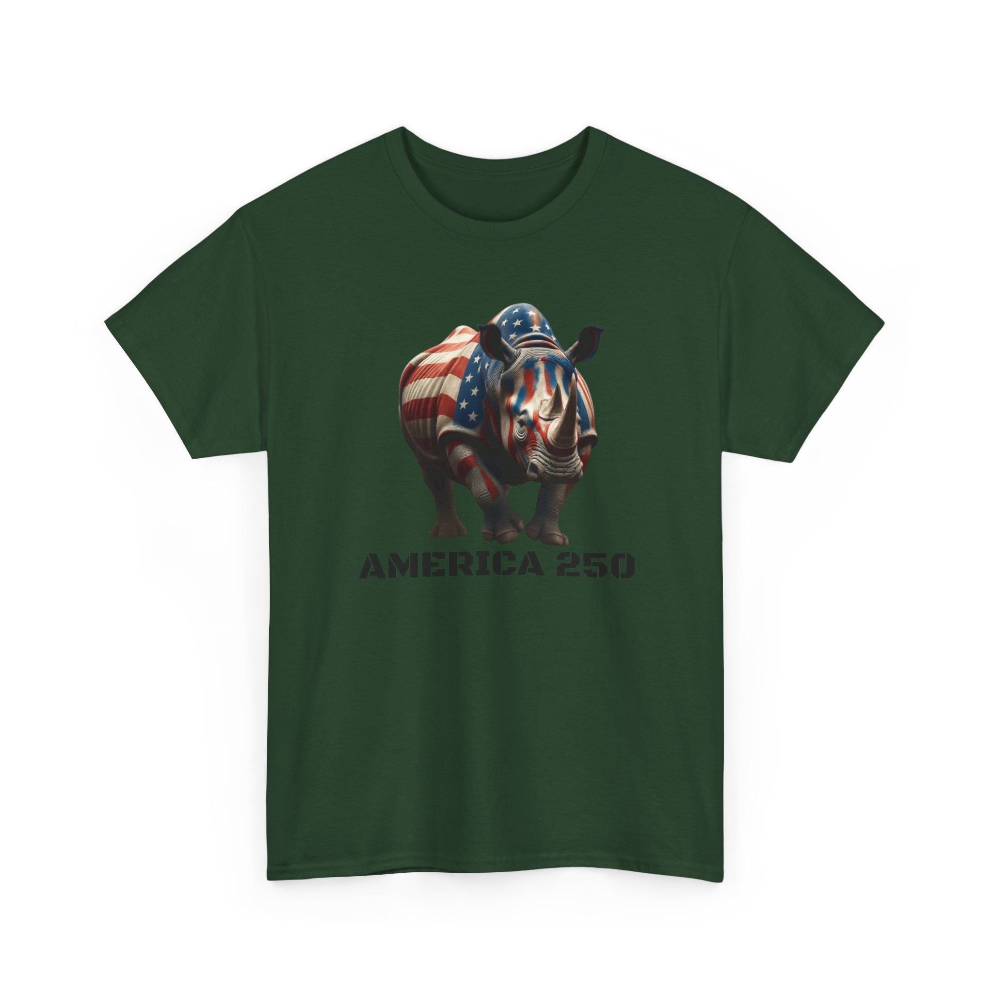 T-Shirt — America 250 Patriotic Rhinoceros Tee