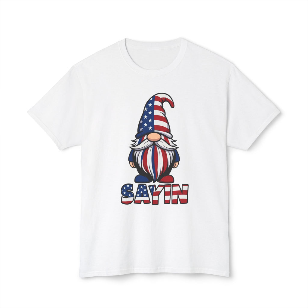 Patriotic “GNOME SAYIN” T-Shirt – American Flag “GNOME SAYIN” Graphic Tee