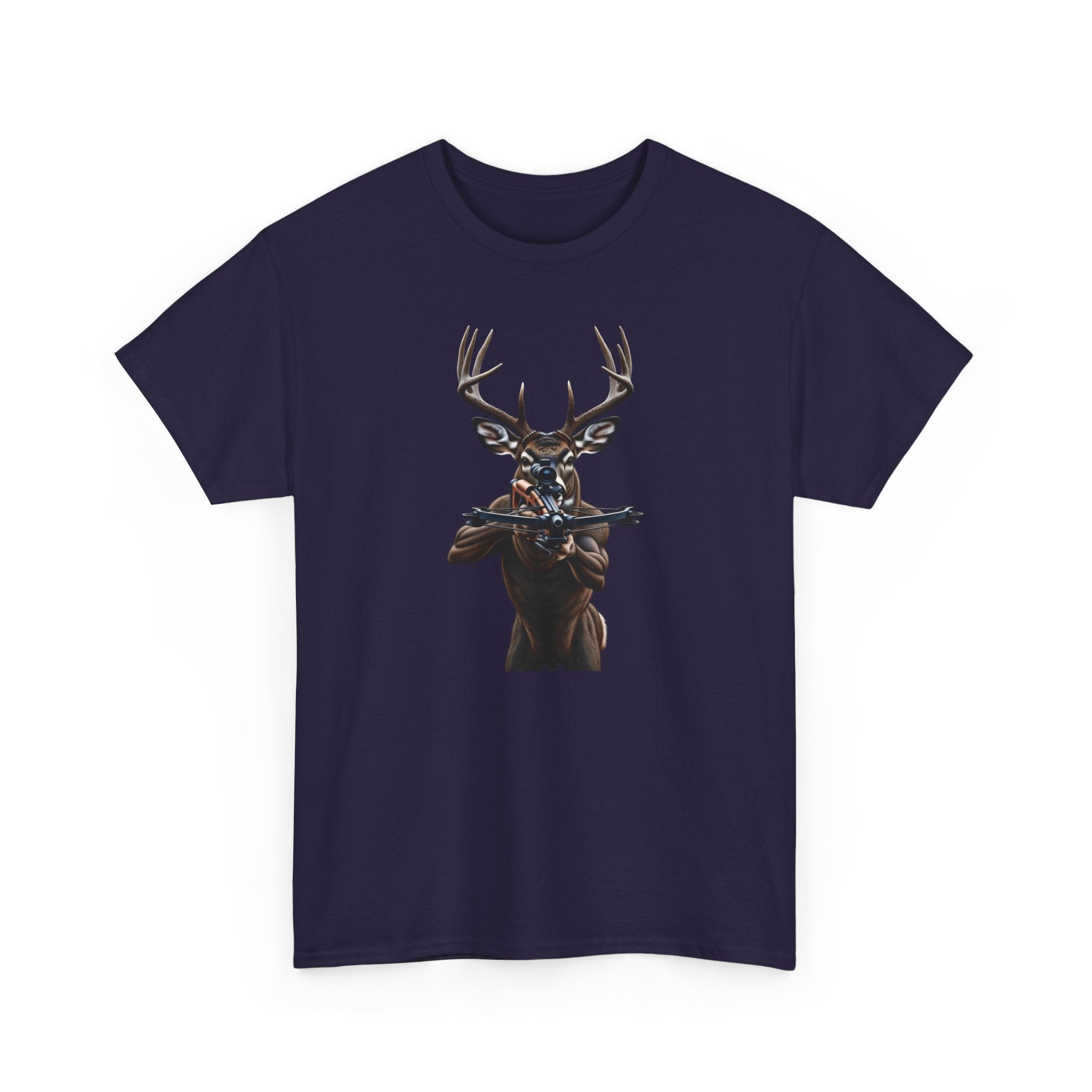 Deer Hunter Graphic Tee – Antlered Deer with Rifle T-Shirt