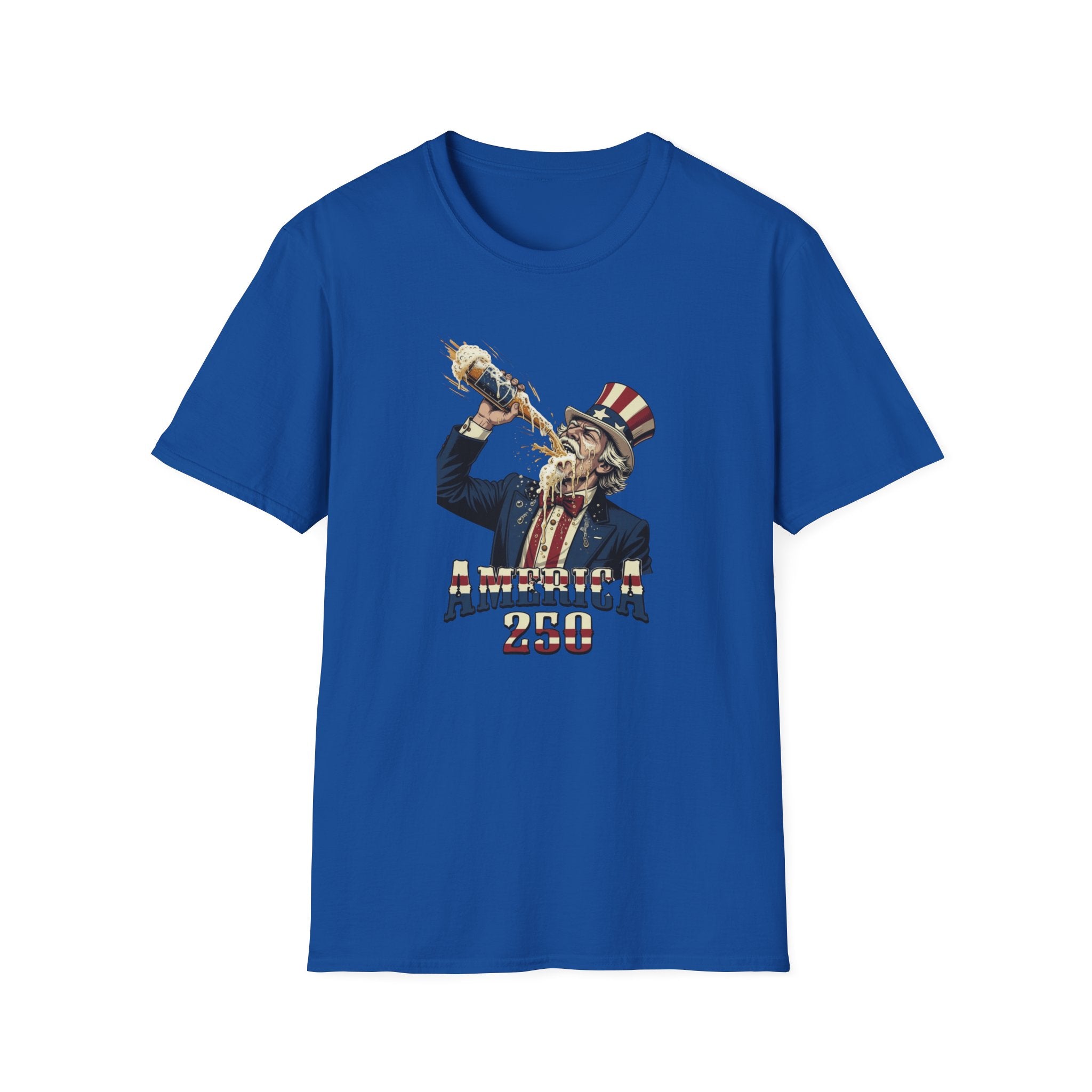 T-Shirt — Patriotic Uncle Sam Beer Chug Graphic (America 250)