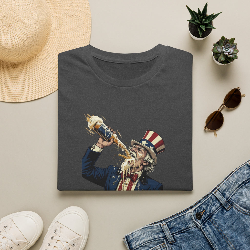 T-Shirt — Patriotic Uncle Sam Beer Chug Graphic (America 250)
