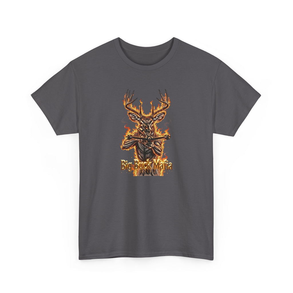 Deer Skull Flame Tee — "Big Buck Mafia" Hunting Graphic T-Shirt