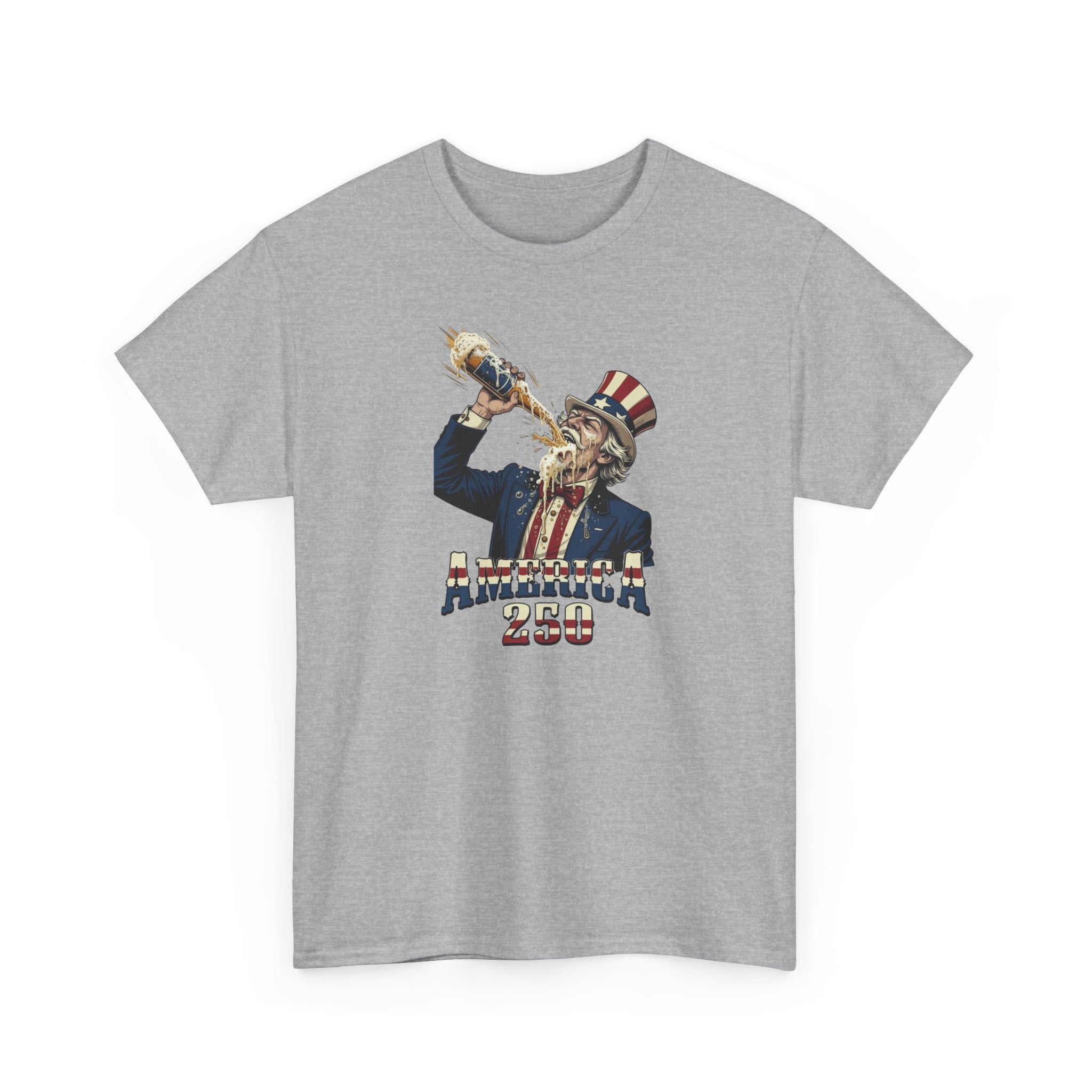 T-Shirt — Vintage Uncle Sam Chugging 'America 250' Patriotic Tee