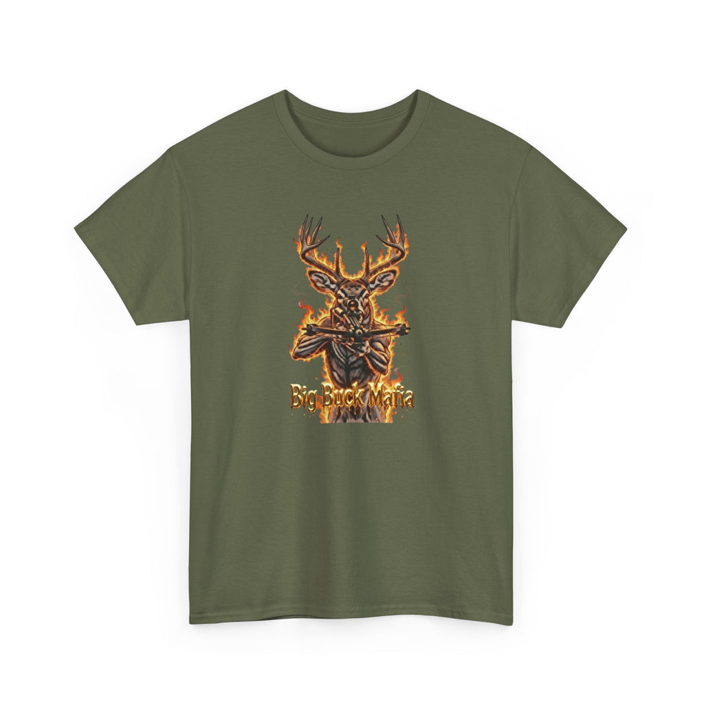 Deer Skull Flame Tee — "Big Buck Mafia" Hunting Graphic T-Shirt