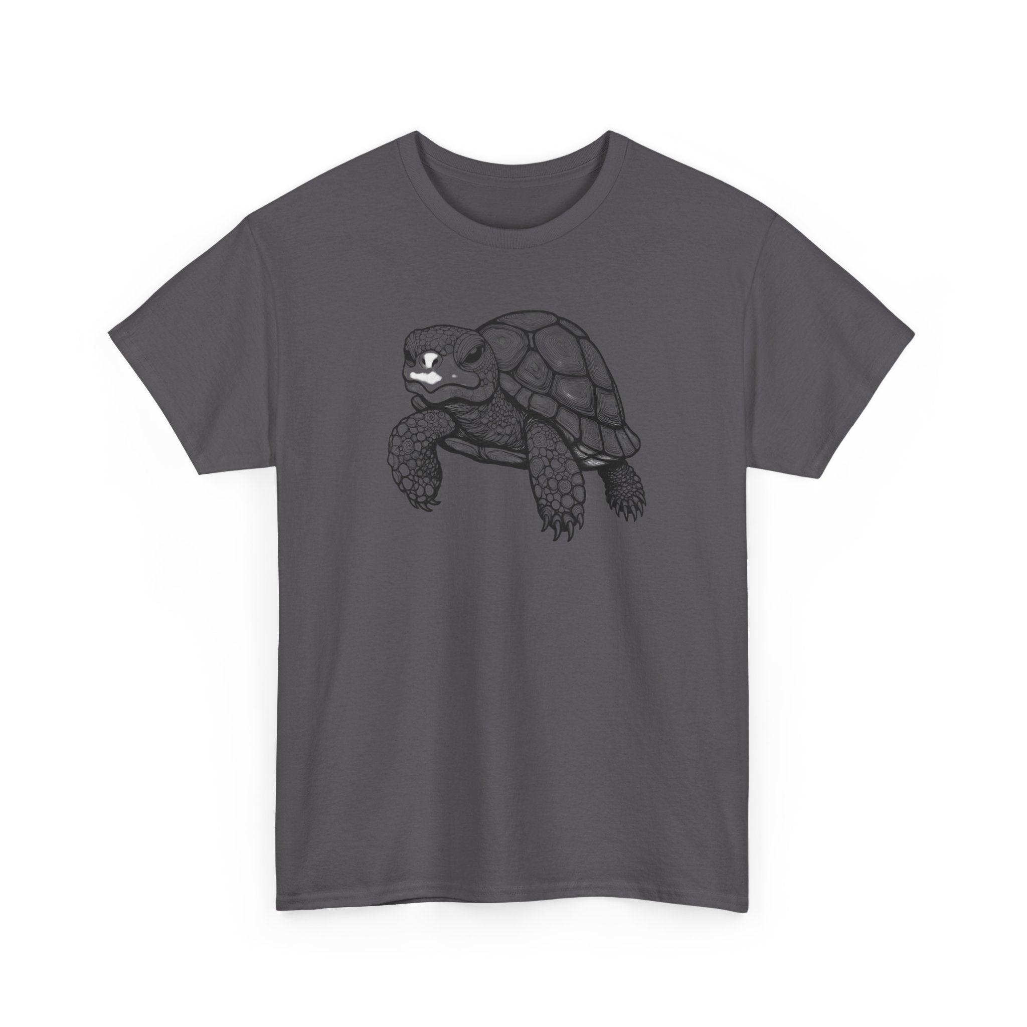 Turtle Illustration T‑Shirt — Hand‑Drawn Black & White Desert Tortoise Tee