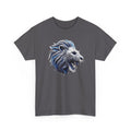 Roaring Blue Lion Graphic Tee — Bold Tribal Lion Head T‑Shirt