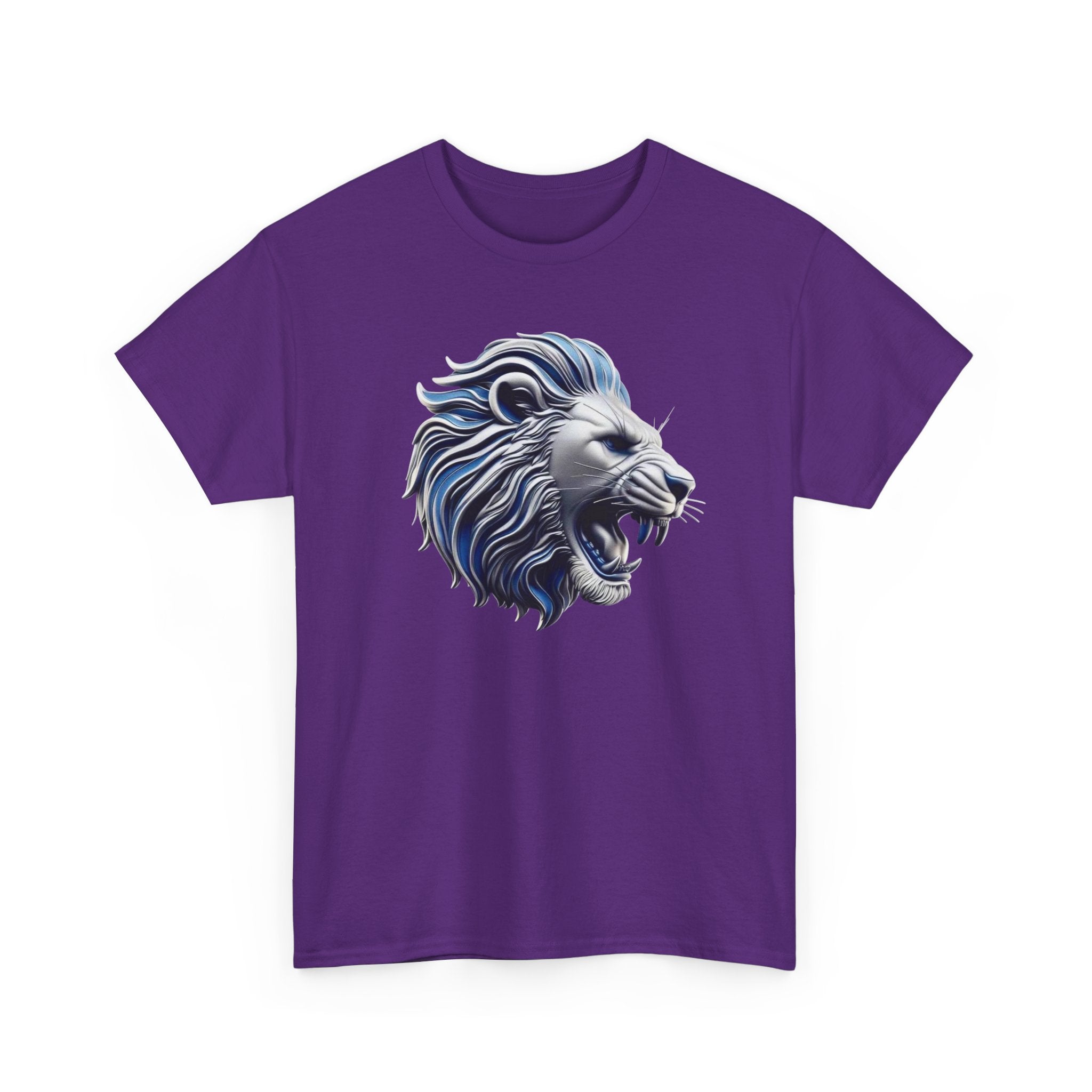 Roaring Blue Lion Graphic Tee — Bold Tribal Lion Head T‑Shirt