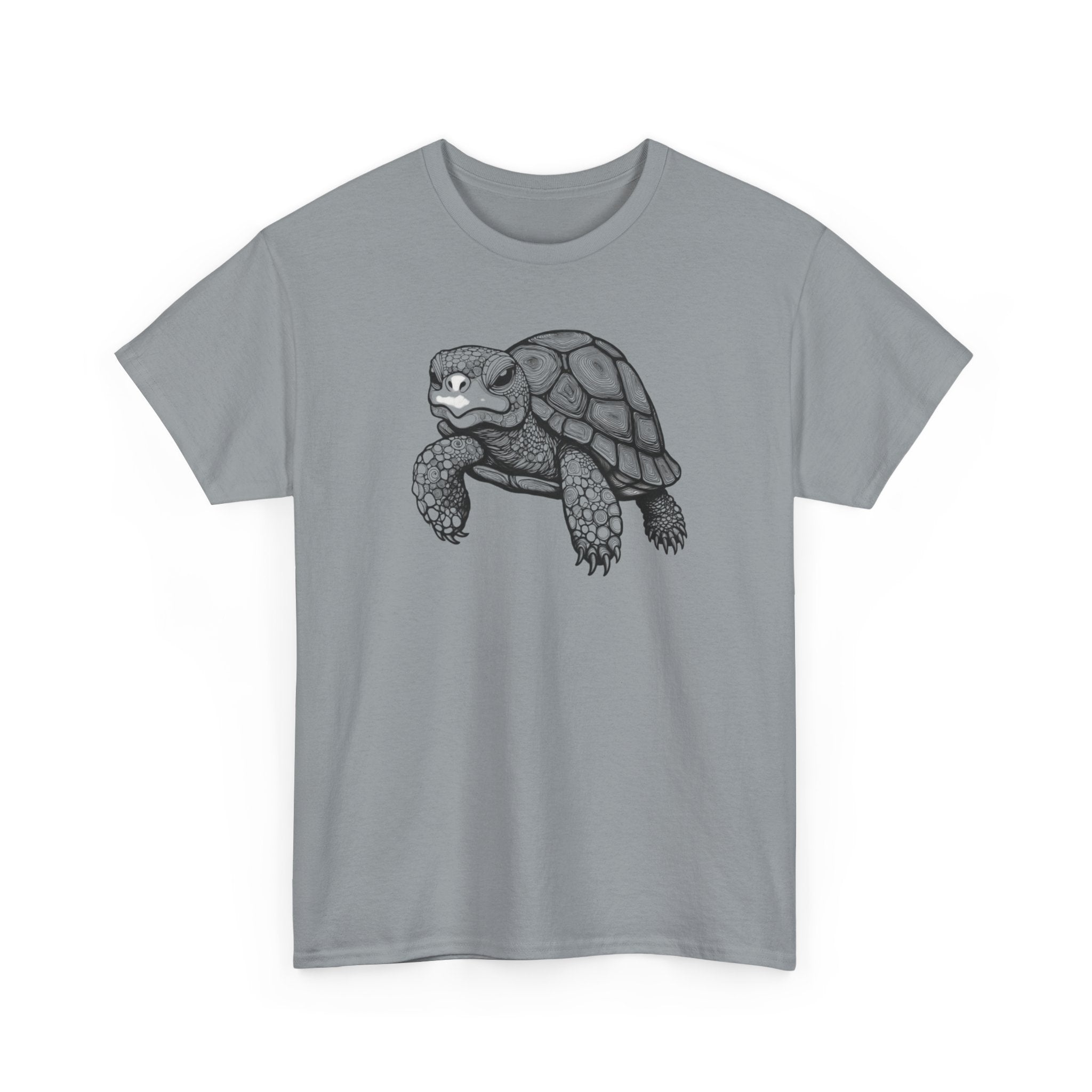 Turtle Illustration T‑Shirt — Hand‑Drawn Black & White Desert Tortoise Tee
