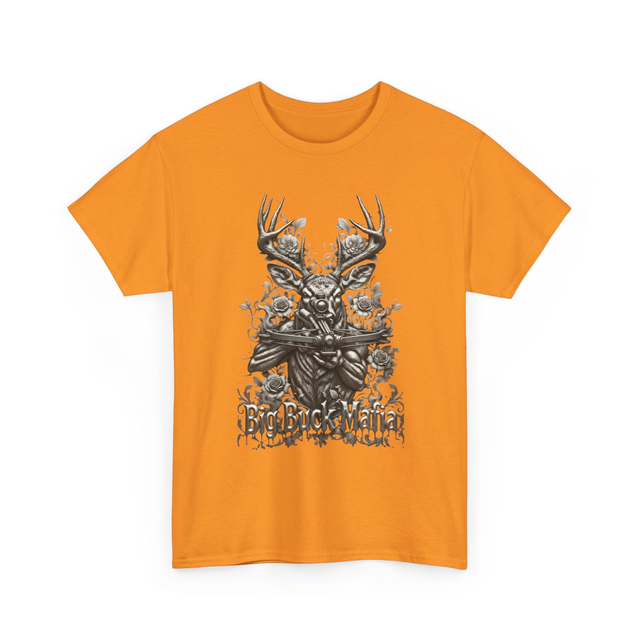Big Buck Mafia Deer Skull & Rifles Graphic Tee — Rustic Hunting Cabin Shirt