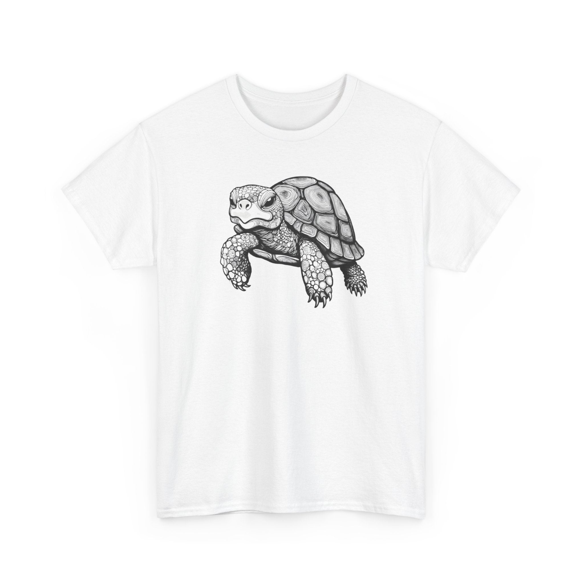 Turtle Illustration T‑Shirt — Hand‑Drawn Black & White Desert Tortoise Tee