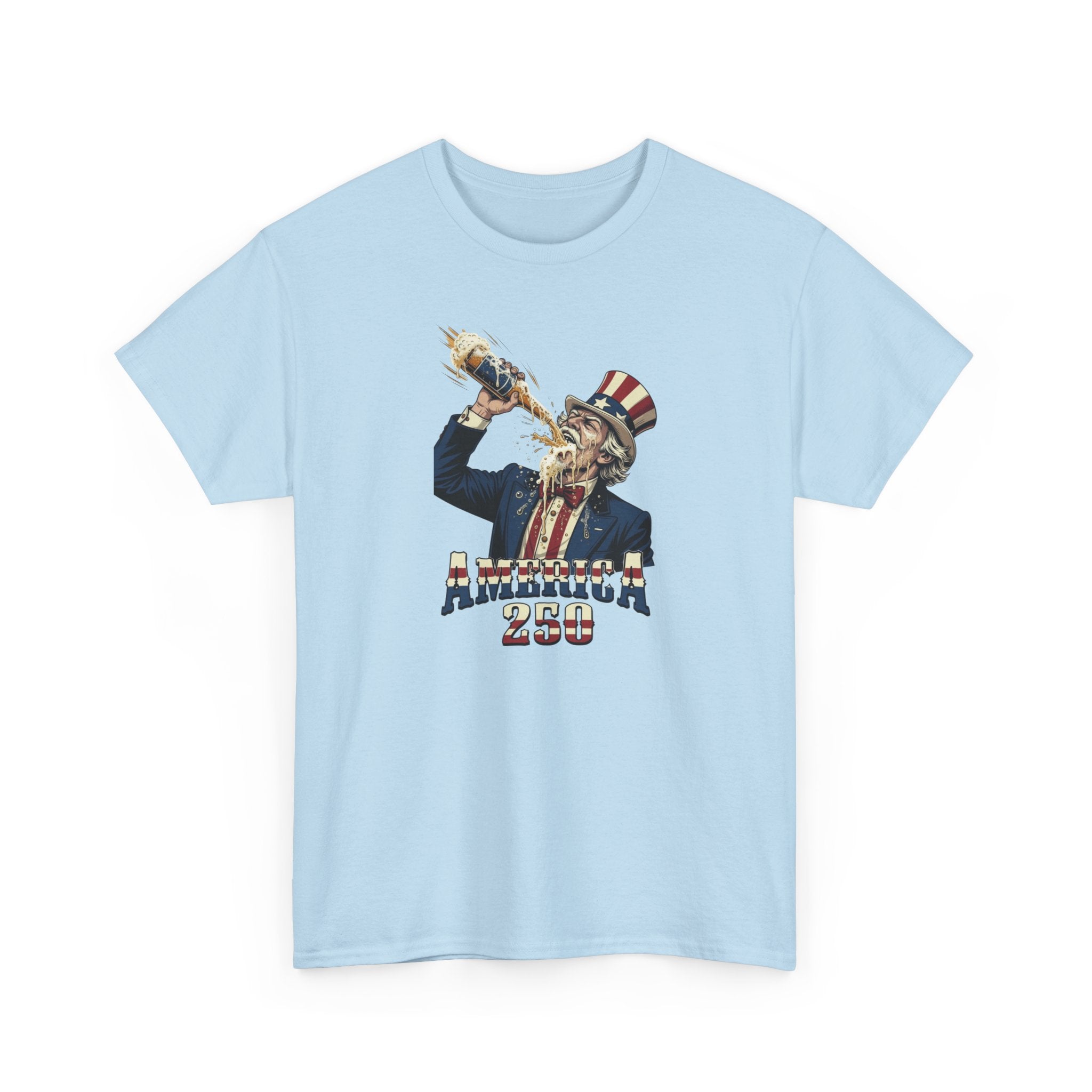 T-Shirt — Vintage Uncle Sam Chugging 'America 250' Patriotic Tee