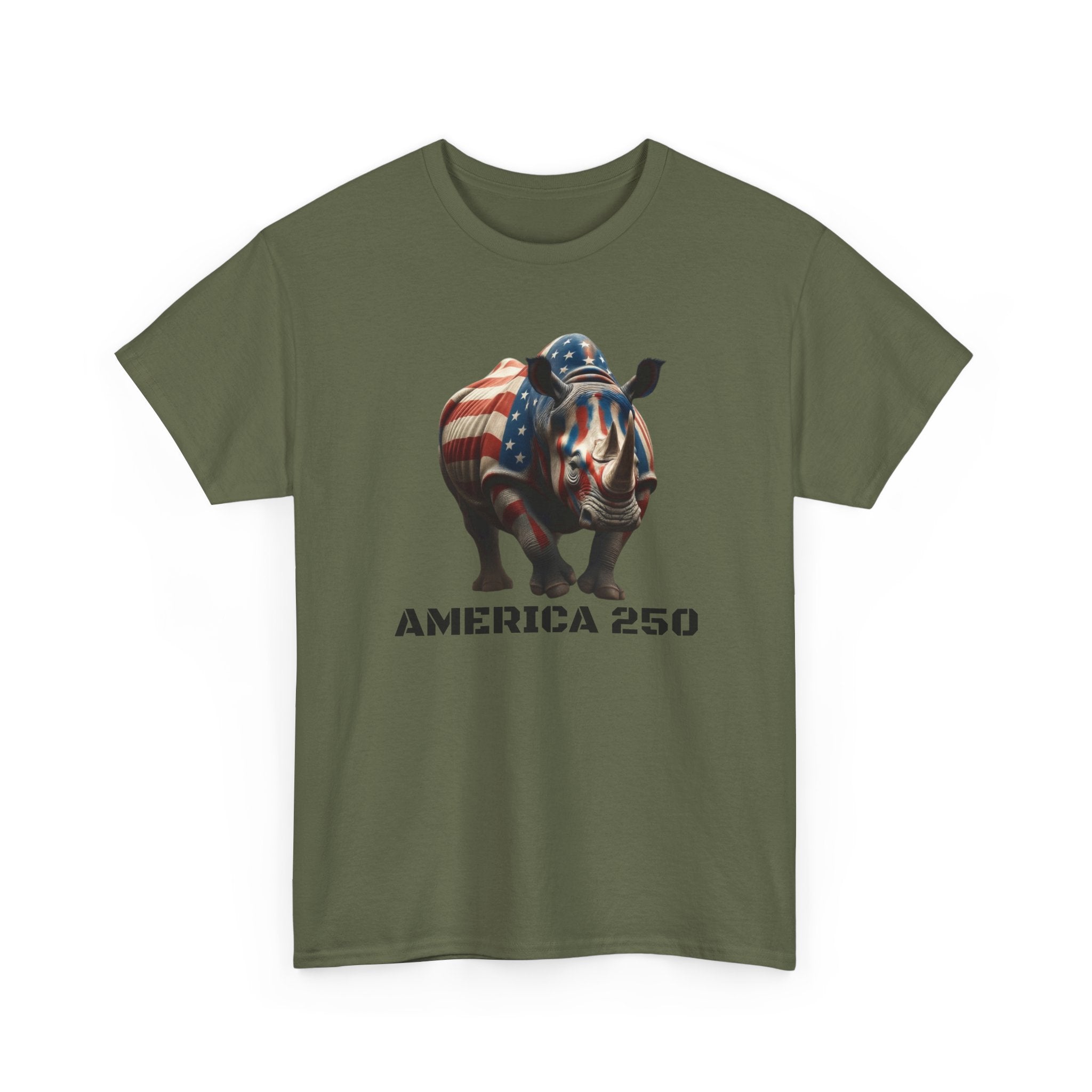 T-Shirt — America 250 Patriotic Rhinoceros Tee