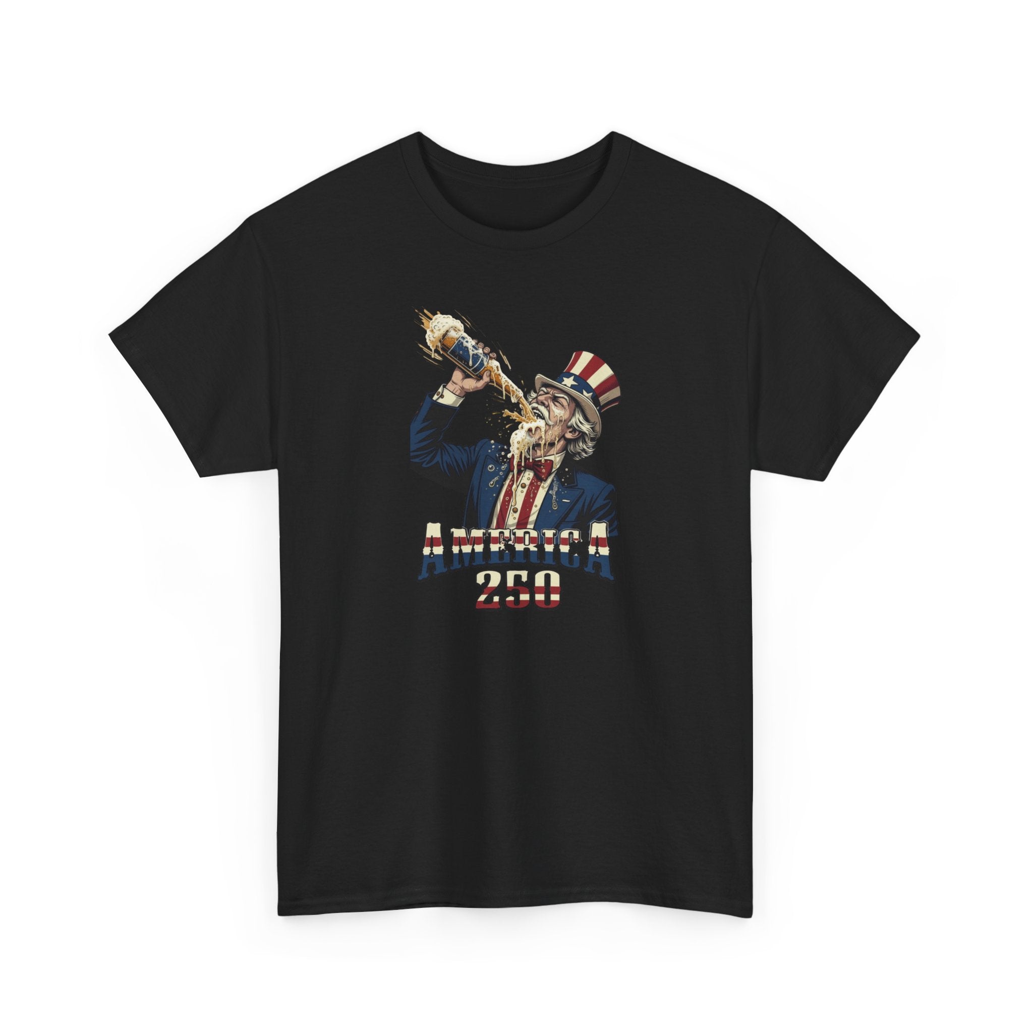 T-Shirt — Vintage Uncle Sam Chugging 'America 250' Patriotic Tee