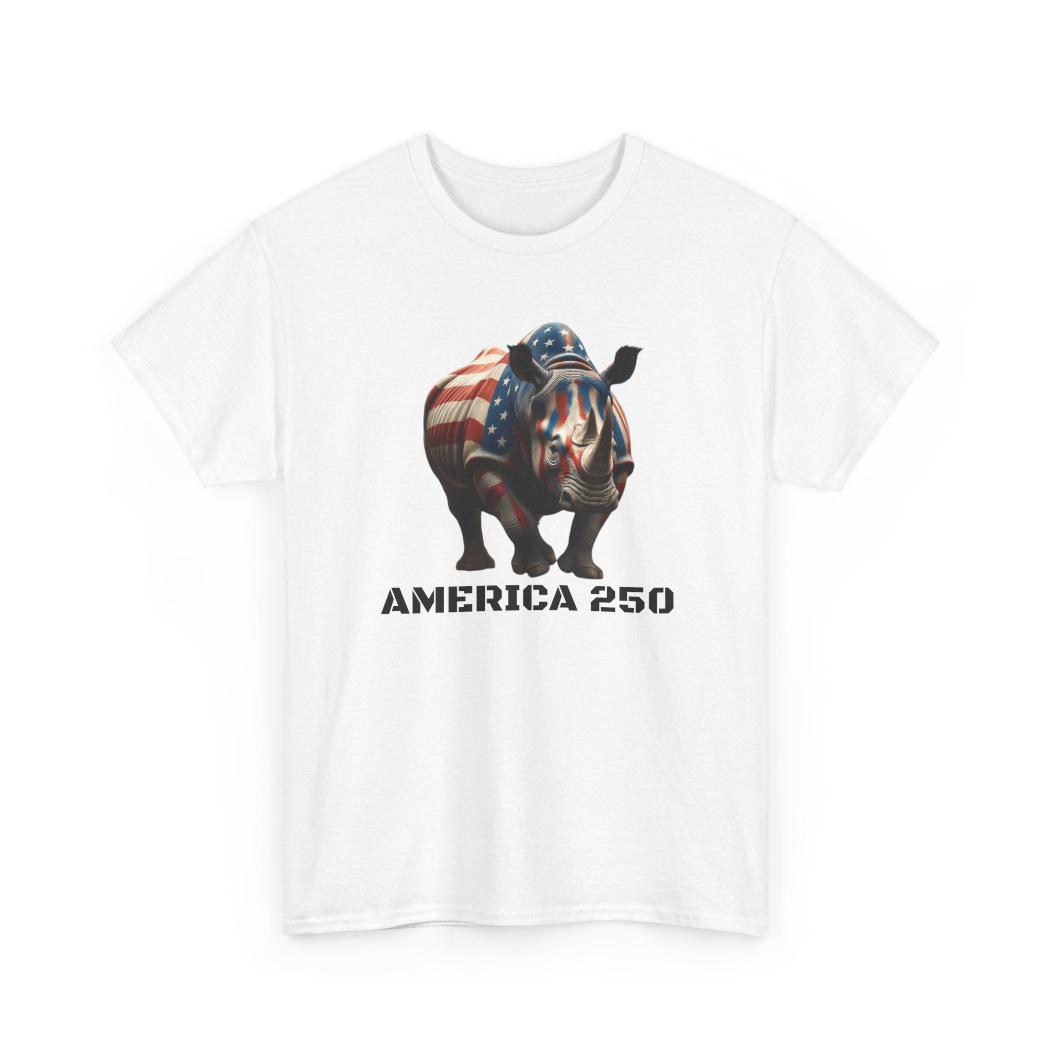 T-Shirt — America 250 Patriotic Rhinoceros Tee