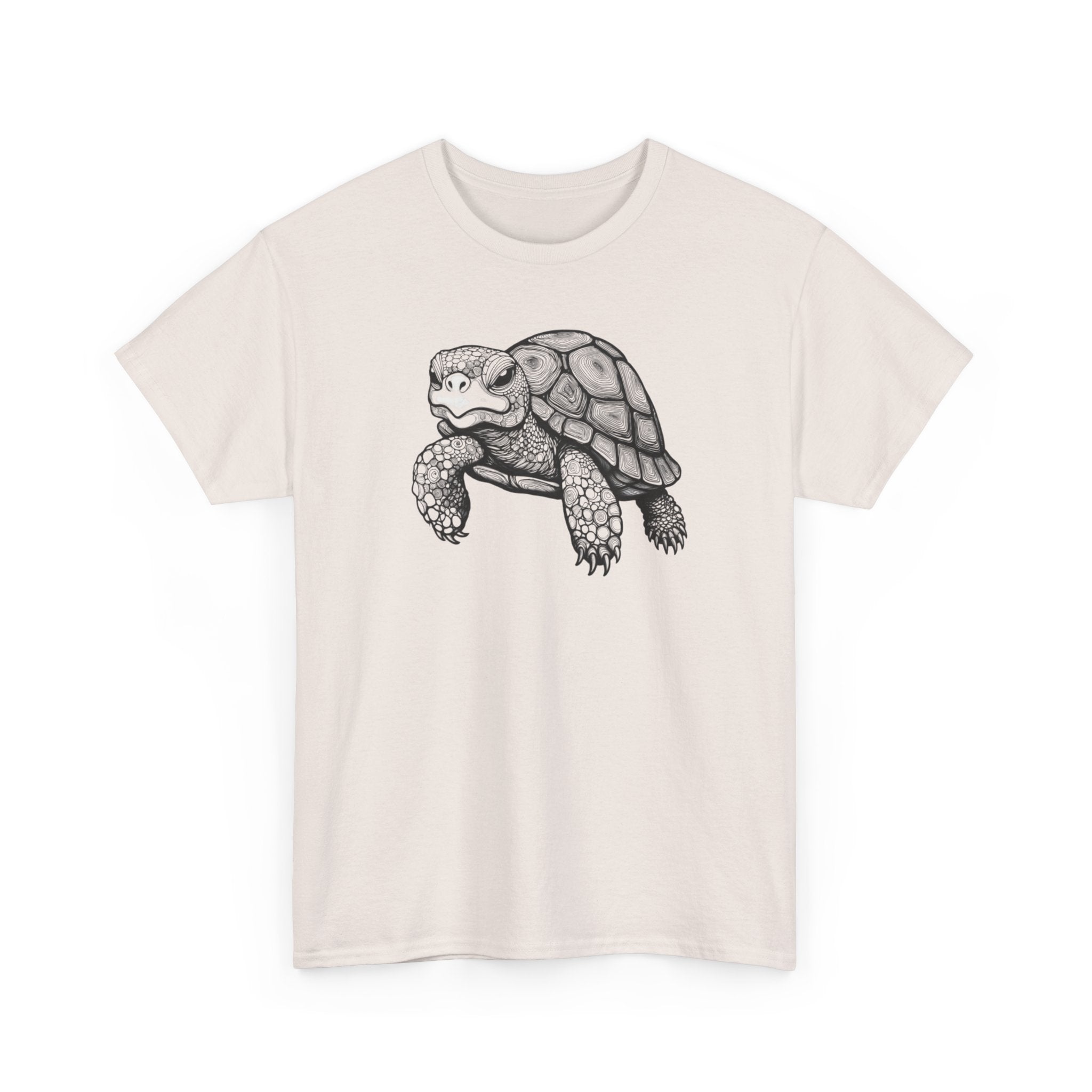 Turtle Illustration T‑Shirt — Hand‑Drawn Black & White Desert Tortoise Tee