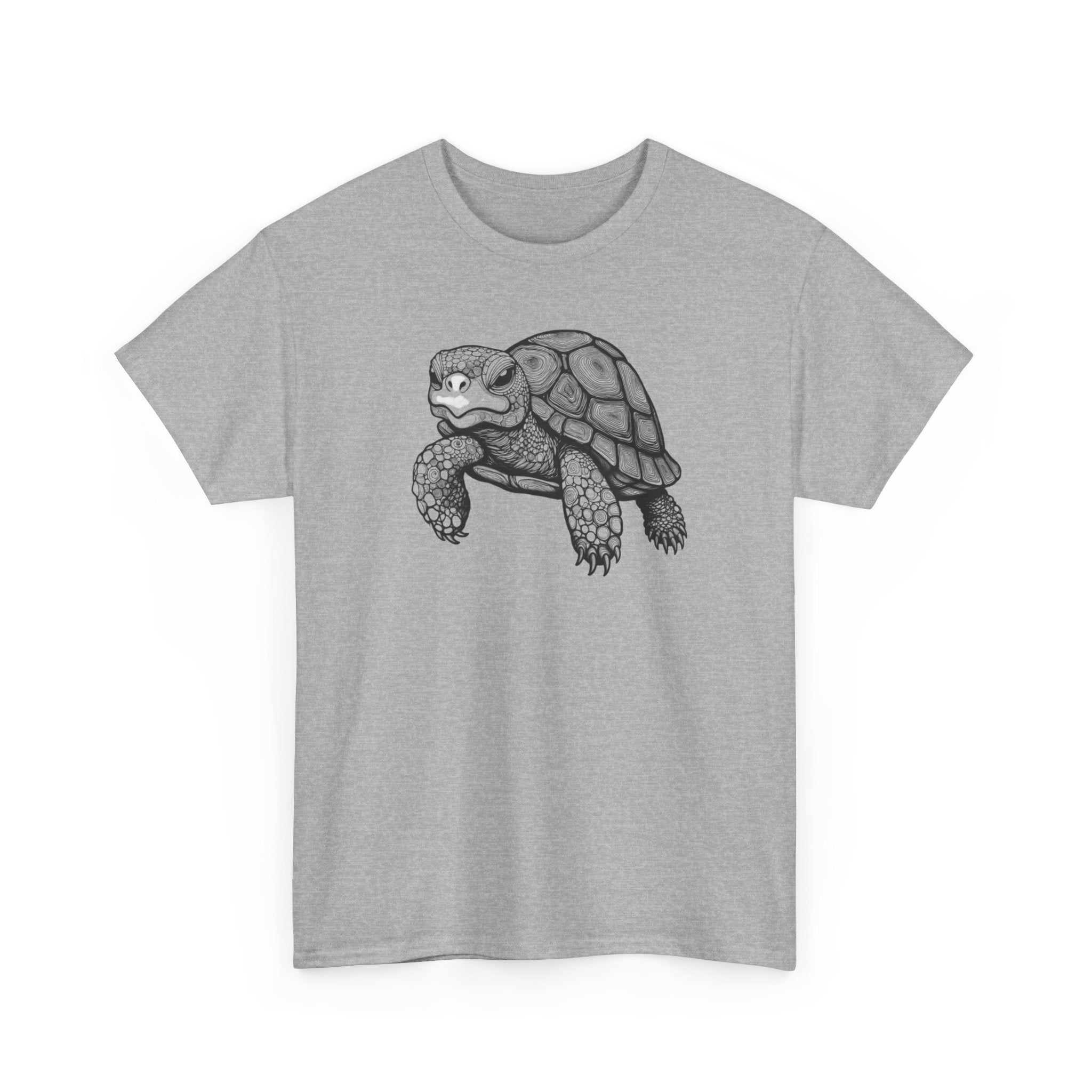 Turtle Illustration T‑Shirt — Hand‑Drawn Black & White Desert Tortoise Tee