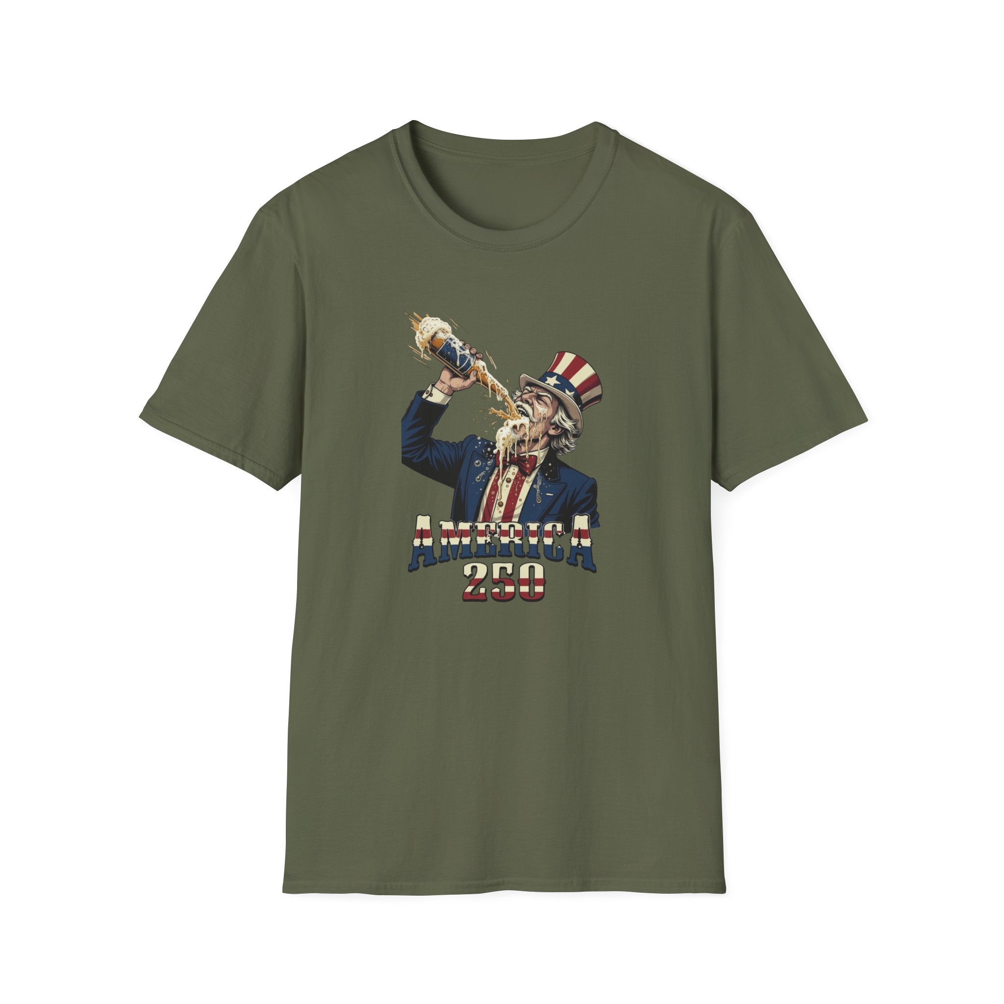 T-Shirt — Patriotic Uncle Sam Beer Chug Graphic (America 250)