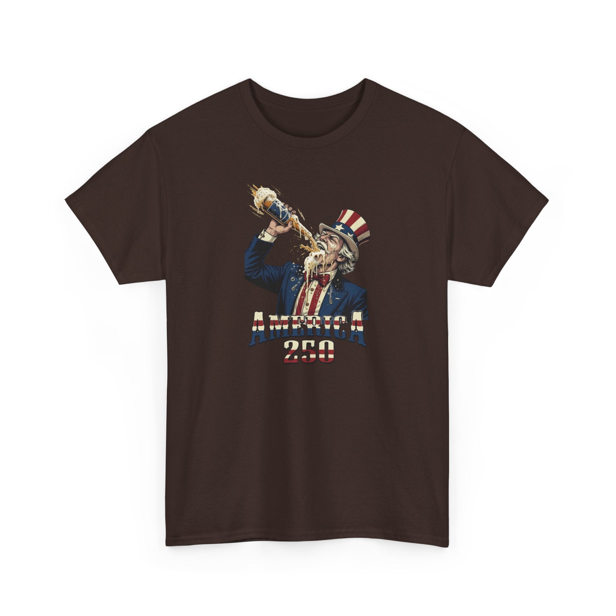 T-Shirt — Vintage Uncle Sam Chugging 'America 250' Patriotic Tee
