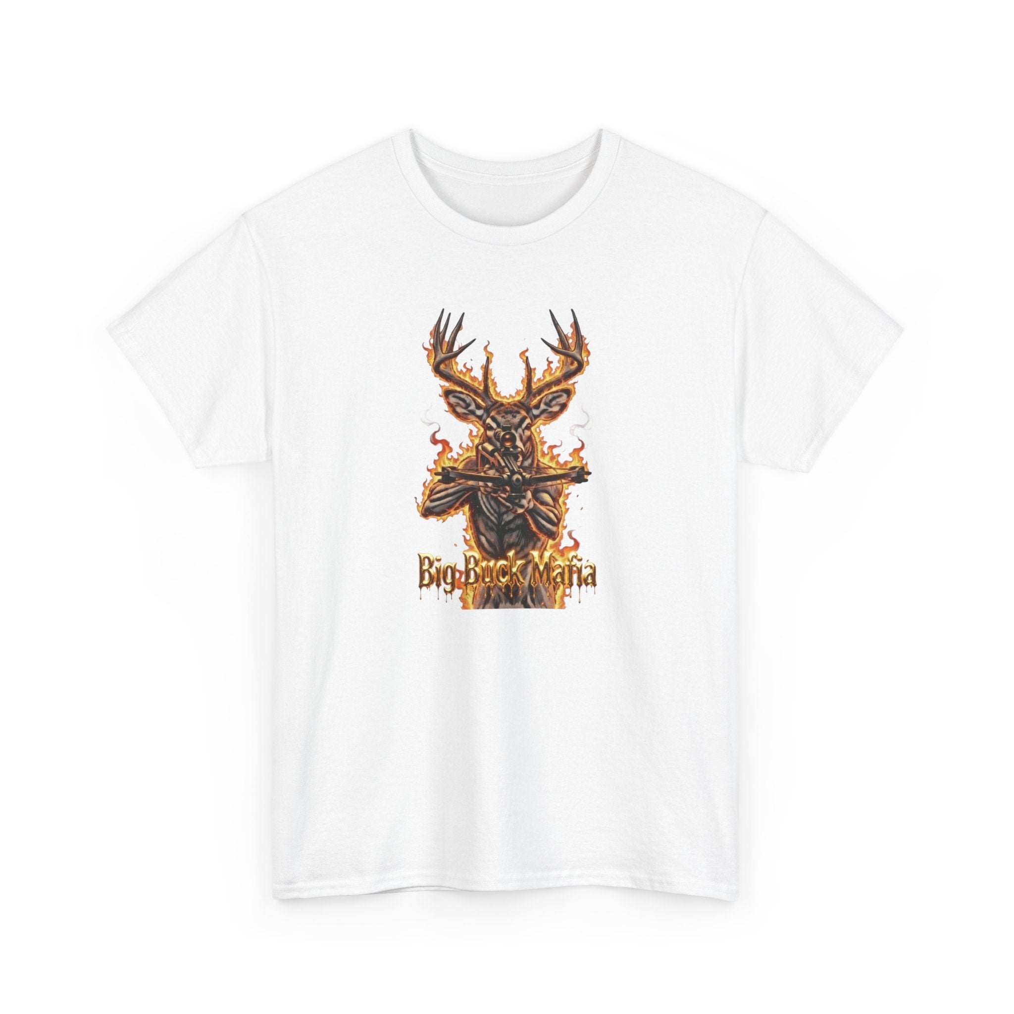 Deer Skull Flame Tee — "Big Buck Mafia" Hunting Graphic T-Shirt