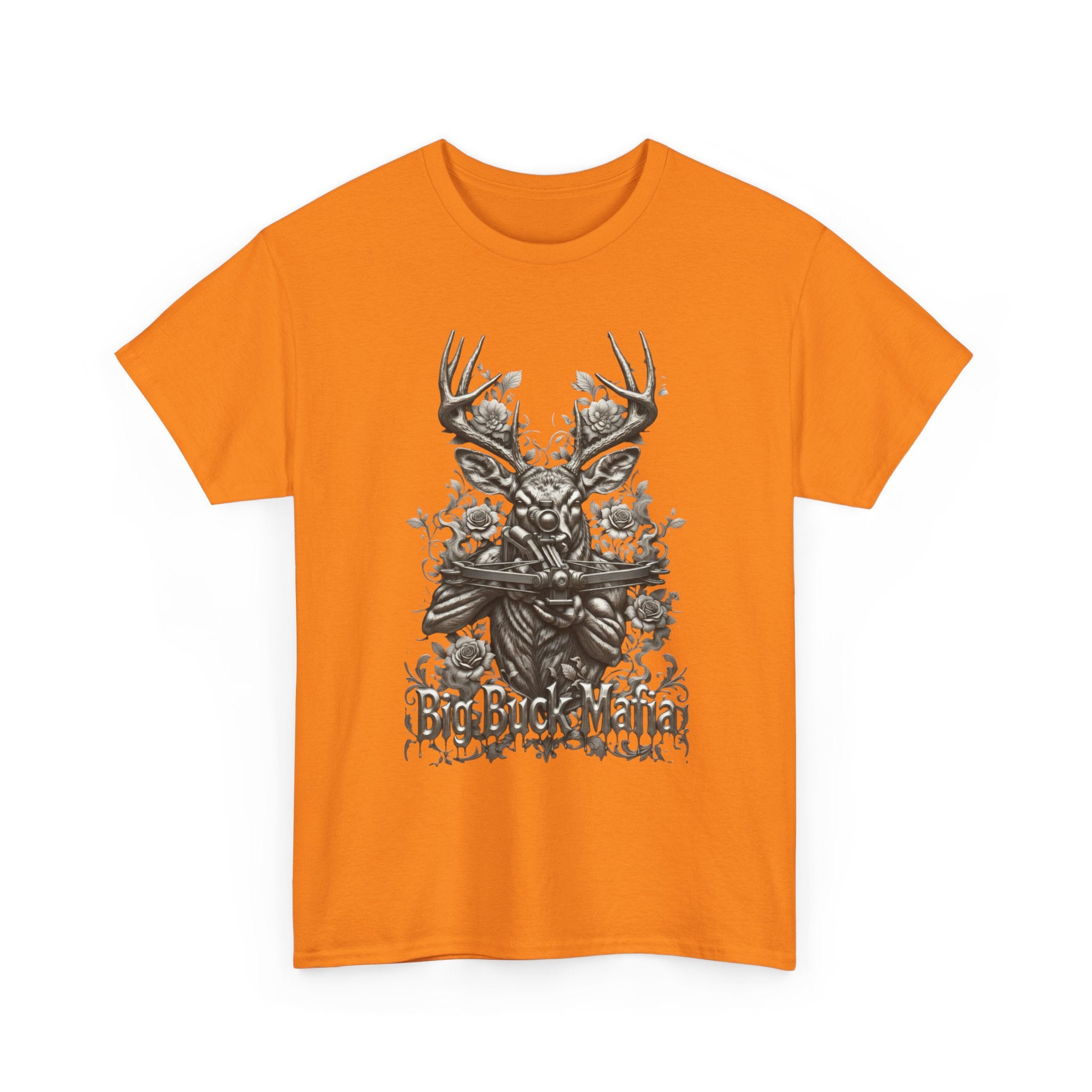 Big Buck Mafia Deer Skull & Rifles Graphic Tee — Rustic Hunting Cabin Shirt